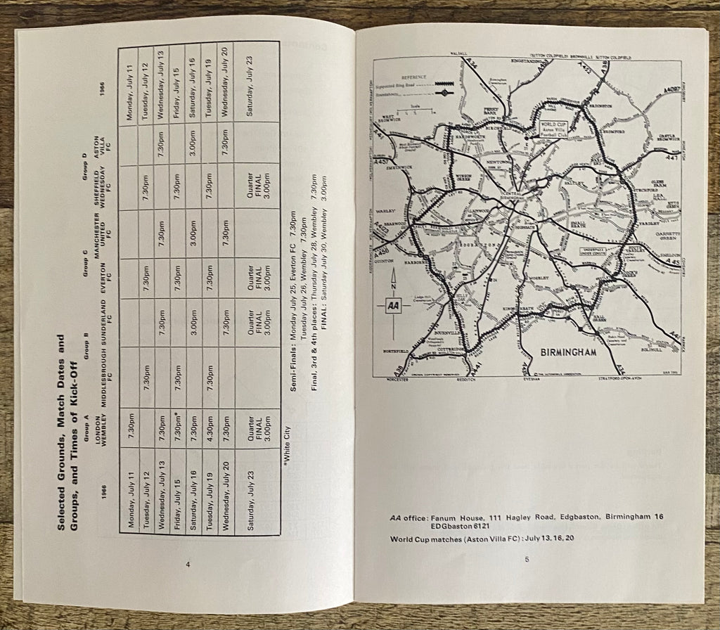 1966 WORLD CUP ORIGINAL OFFICIAL AA GUIDE TO HOST CITIES