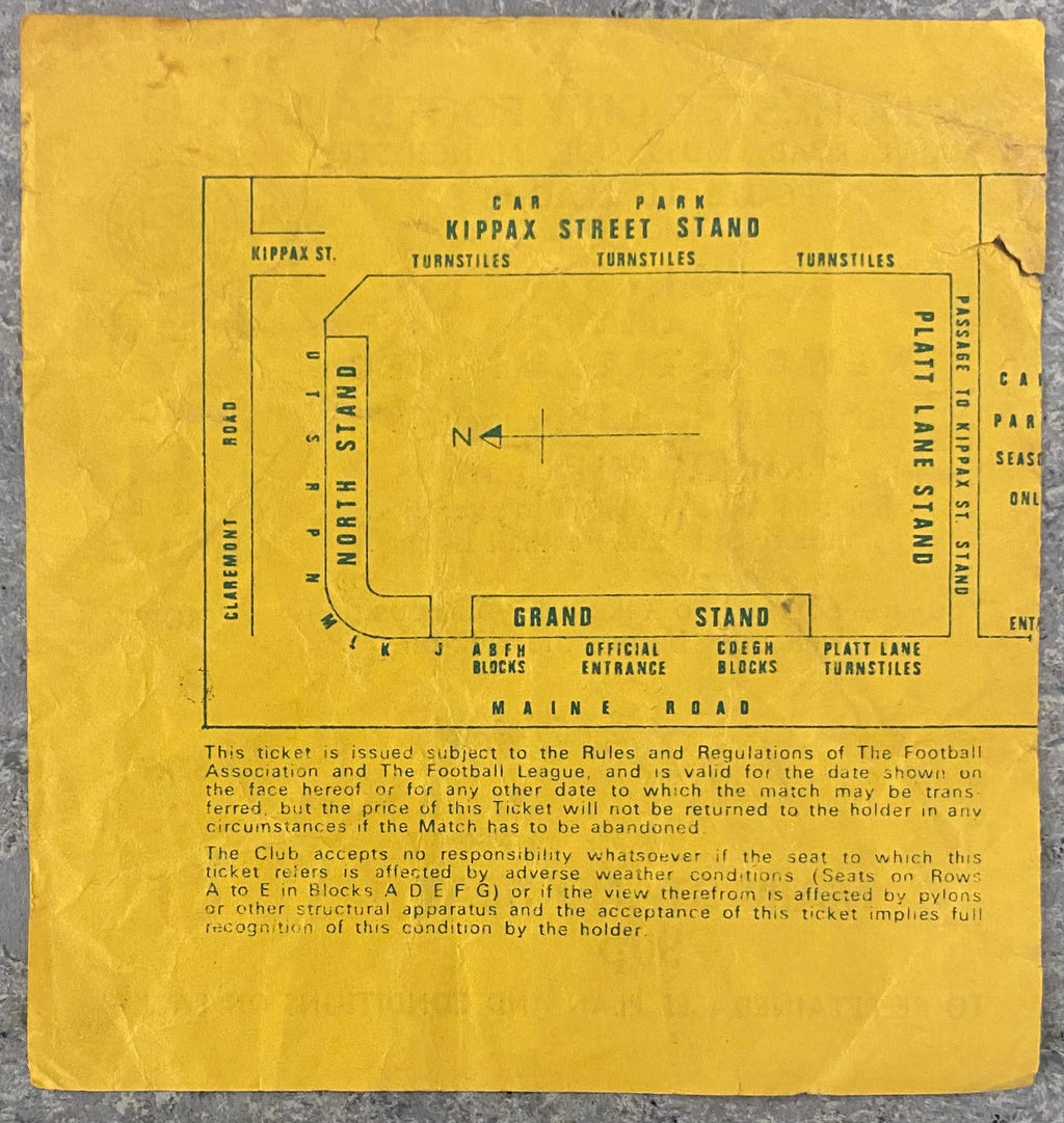 1973/74 ORIGINAL DIVISION 1 TICKET MANCHESTER CITY V NEWCASTLE UNITED