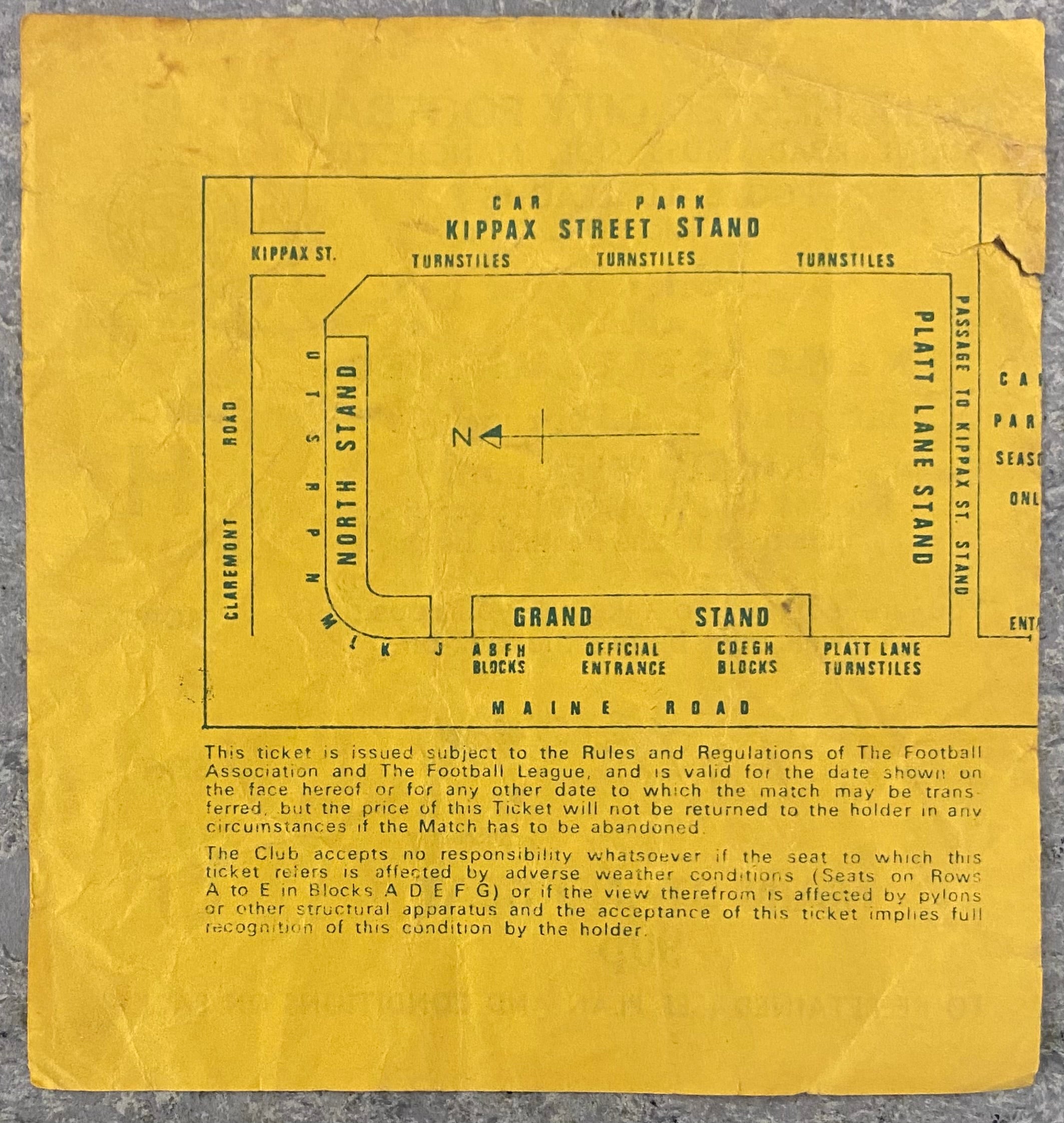 1973/74 ORIGINAL DIVISION 1 TICKET MANCHESTER CITY V NEWCASTLE UNITED