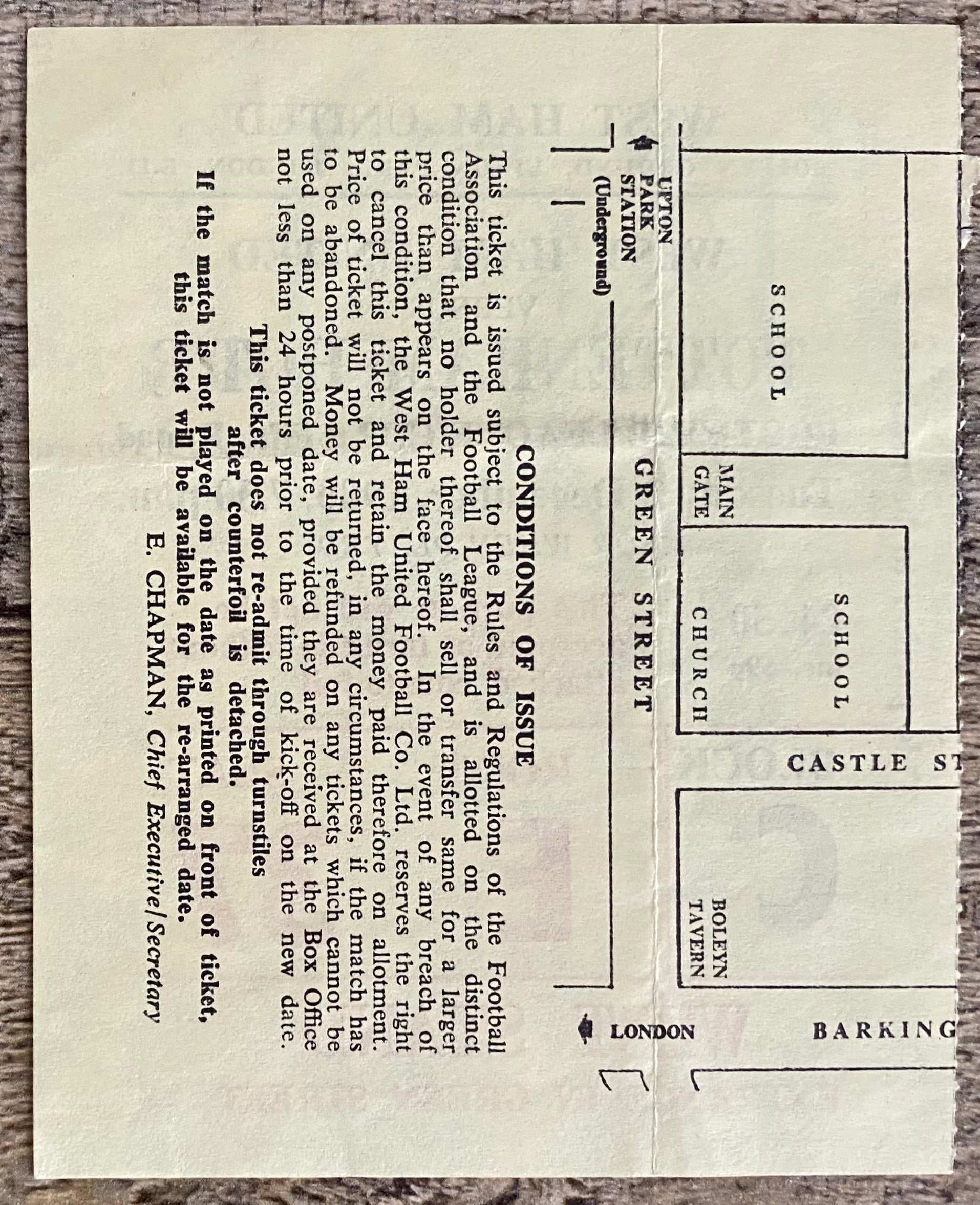 1980/81 ORIGINAL LEAGUE CUP 5TH ROUND TICKET WEST HAM UNITED V TOTTENHAM HOTSPUR