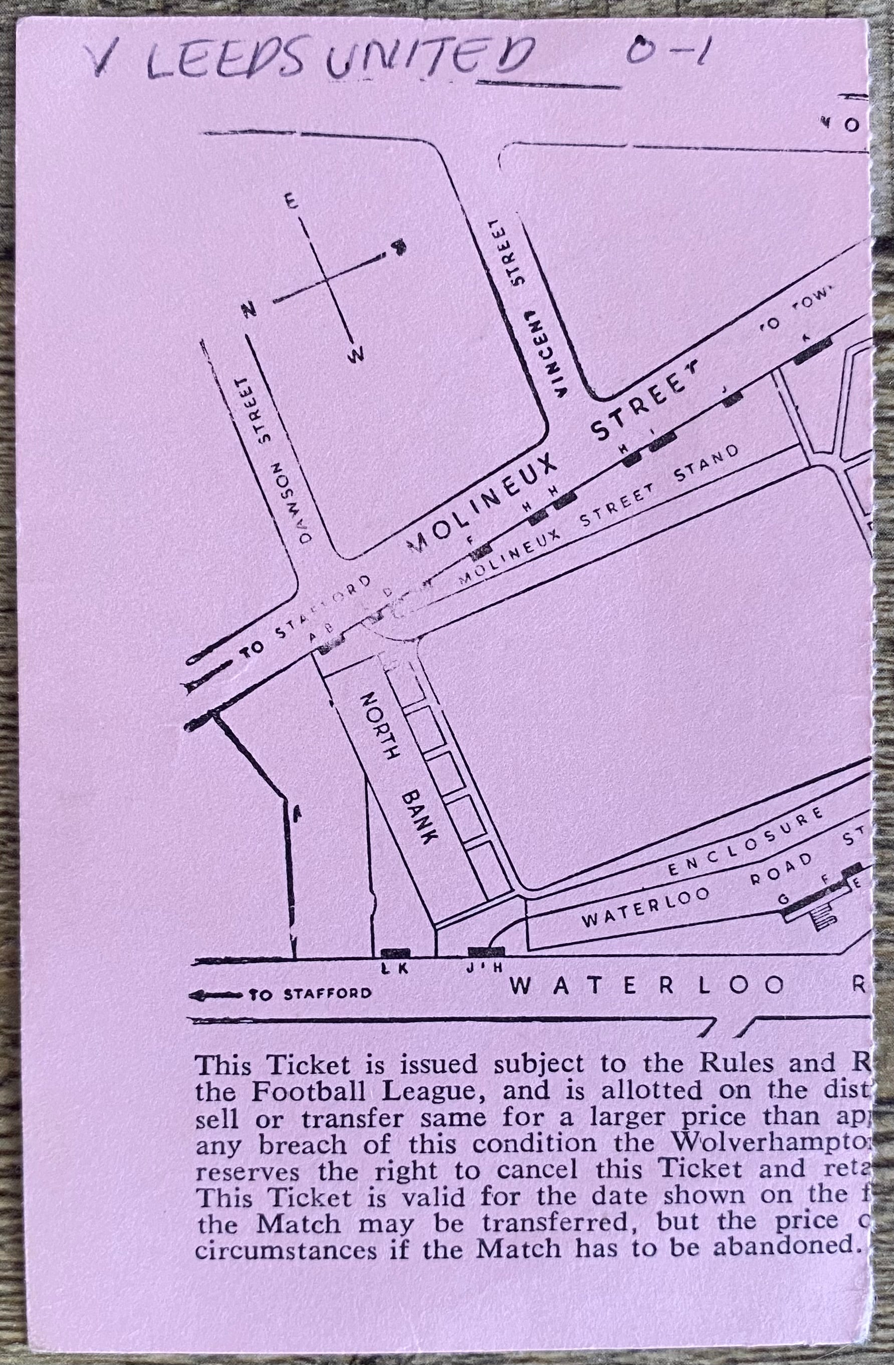 1976/77 ORIGINAL FA CUP 6TH  ROUND TICKET WOLVERHAMPTON WANDERERS V LEEDS UNITED