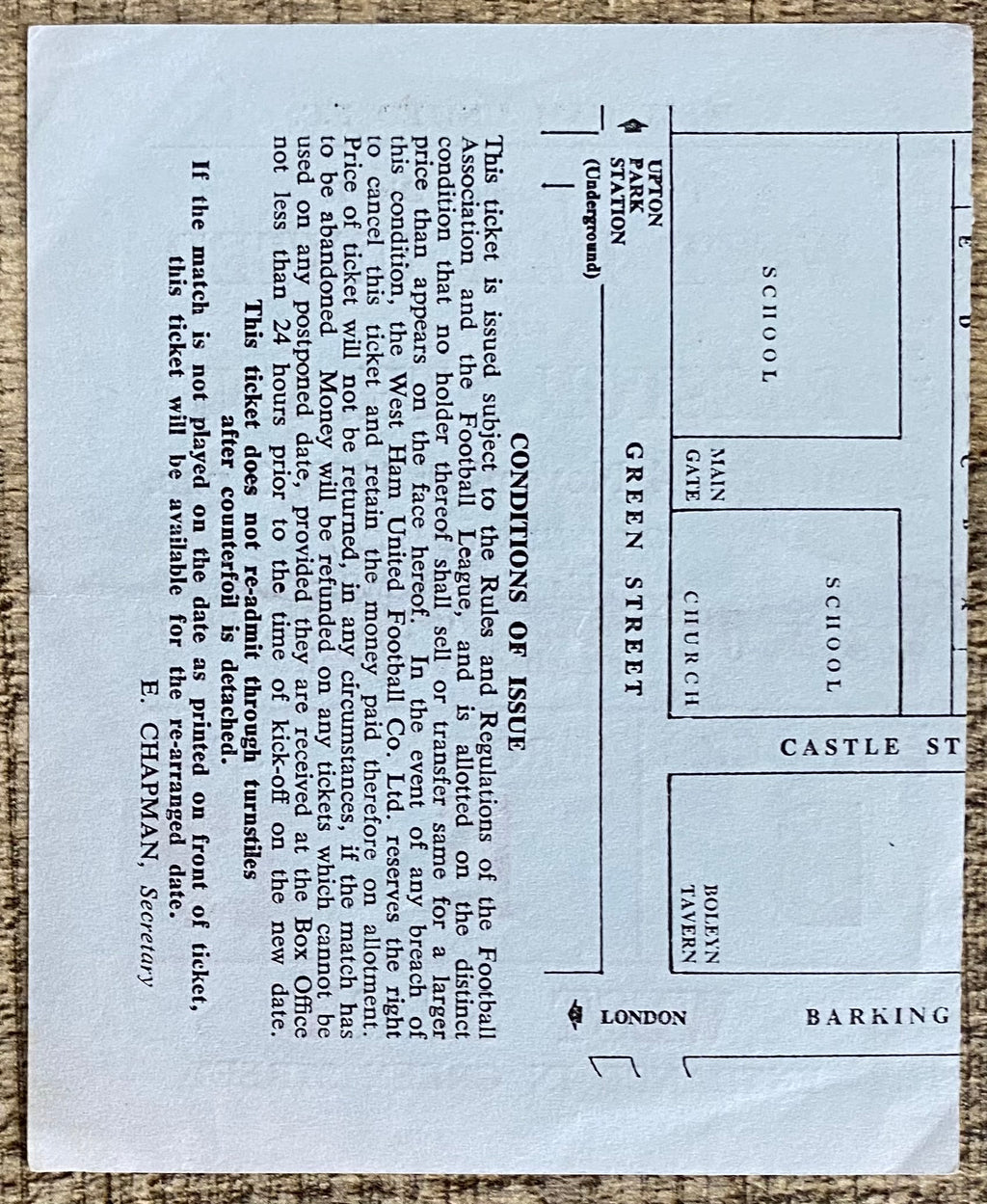 1978/79 ORIGINAL DIVISION 2 TICKET WEST HAM UNITED V PRESTON NORTH END