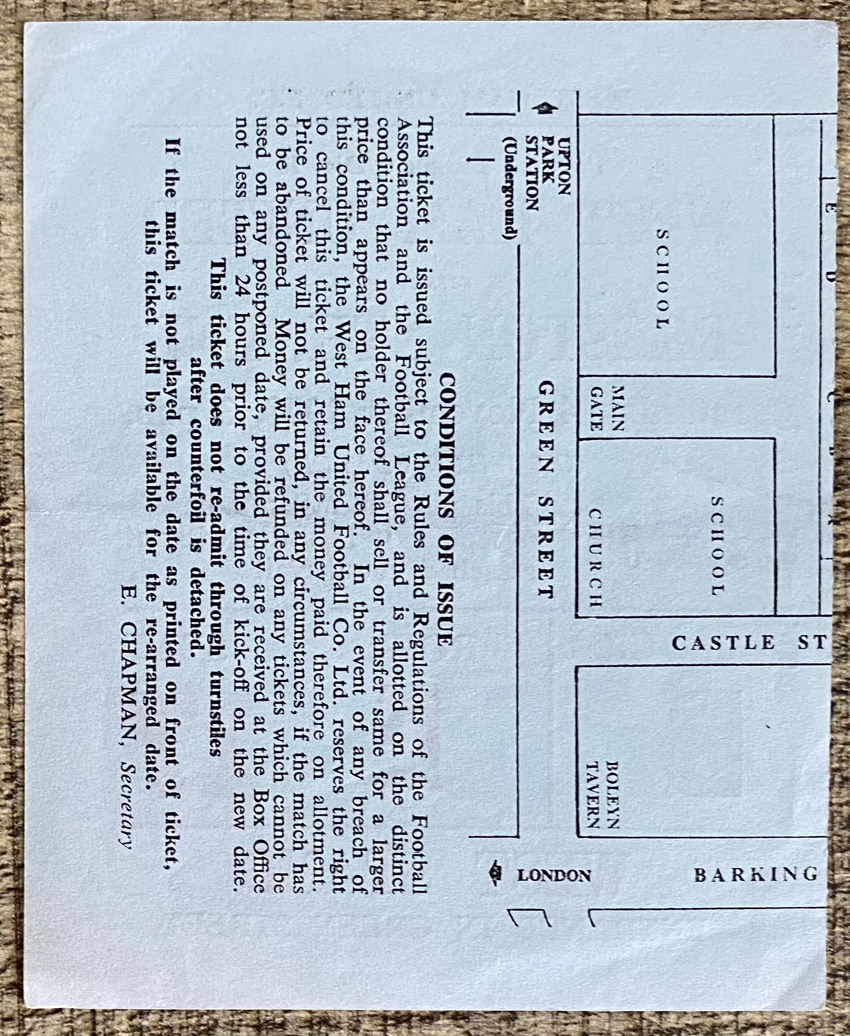 1978/79 ORIGINAL DIVISION 2 TICKET WEST HAM UNITED V PRESTON NORTH END