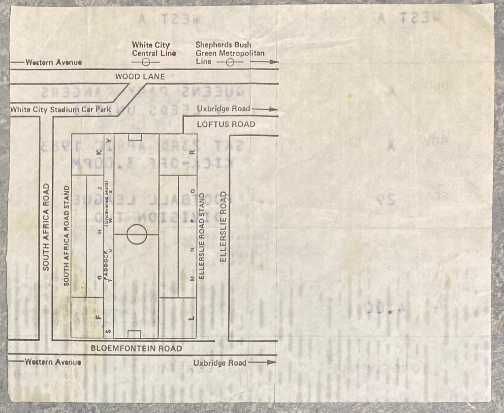 1982/83 ORIGINAL DIVISION TWO UNUSED TICKET QUEENS PARK RANGERS V LEEDS UNITED