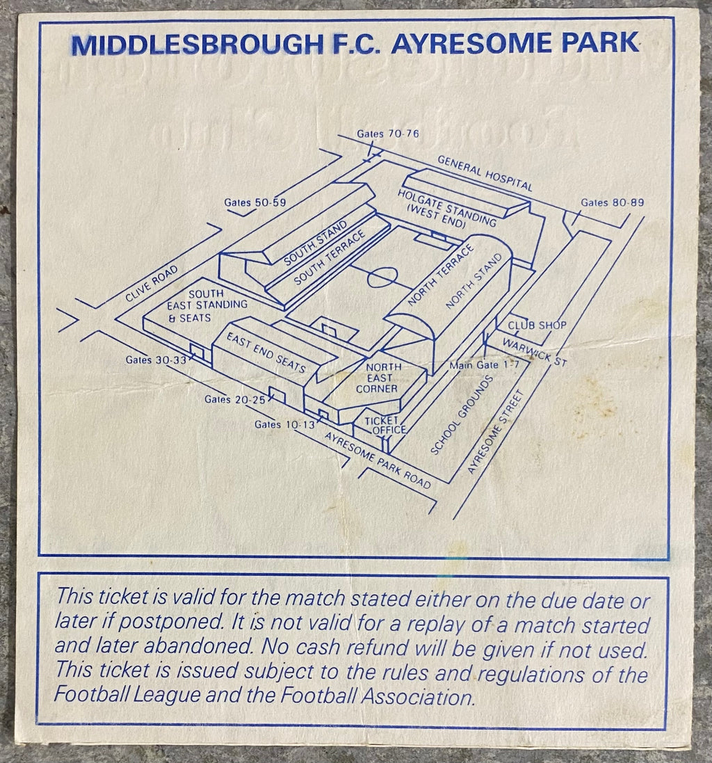 1992/93 ORIGINAL PREMIER LEAGUE TICKET MIDDLESBROUGH V SOUTHAMPTON