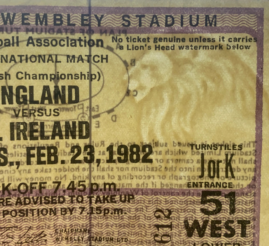 1982 ORIGINAL BRITISH HOME INTERNATIONAL CHAMPIONSHIPS TICKET ENGLAND V NORTHERN IRELAND
