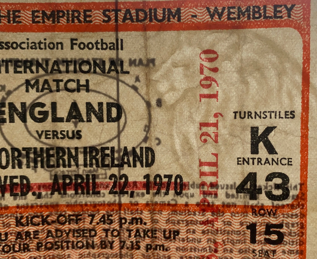 1970 ORIGINAL BRITISH HOME INTERNATIONAL CHAMPIONSHIPS TICKET ENGLAND V NORTHERN IRELAND