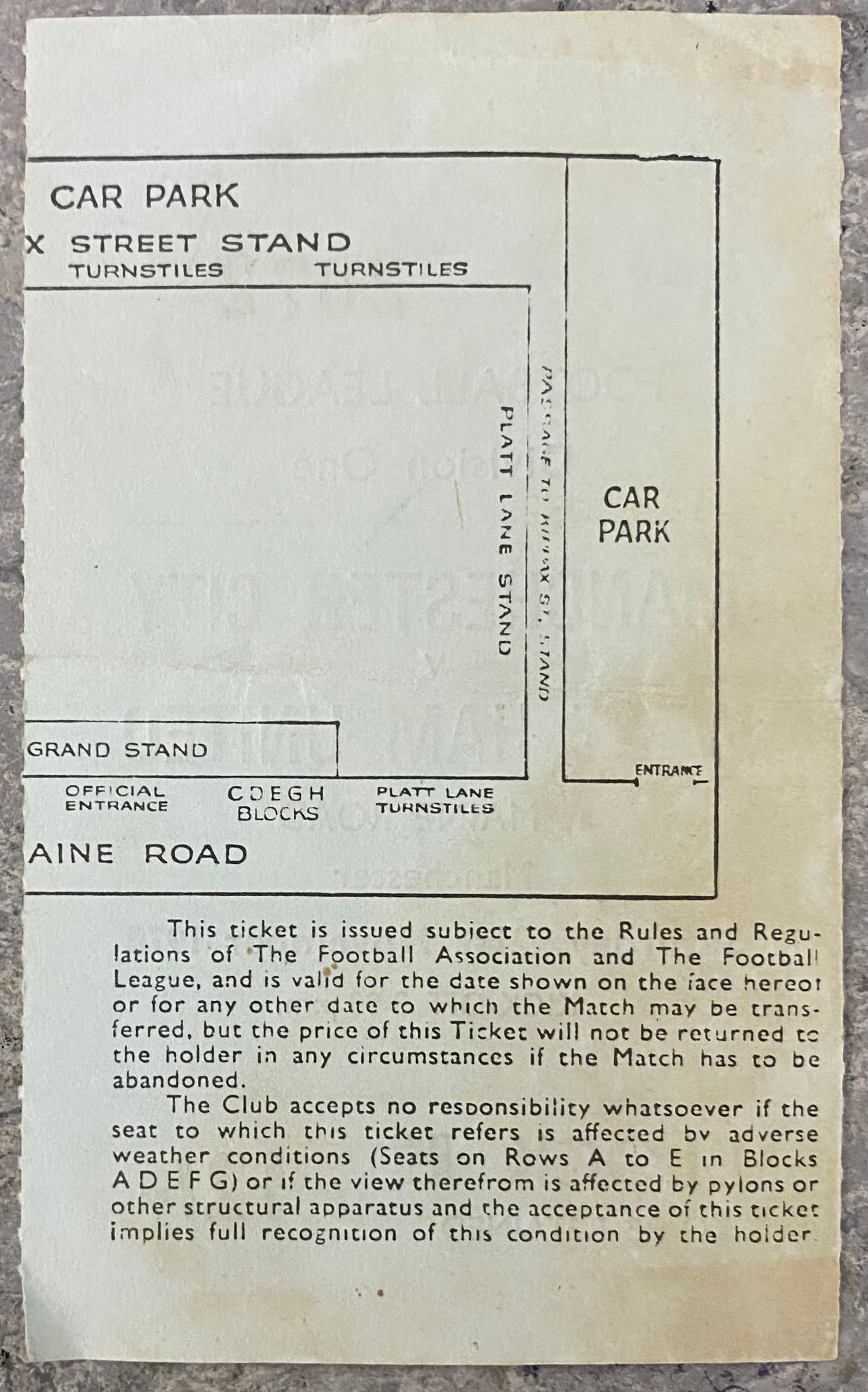 1970/71 ORIGINAL DIVISION 1 TICKET MANCHESTER CITY V WEST HAM UNITED