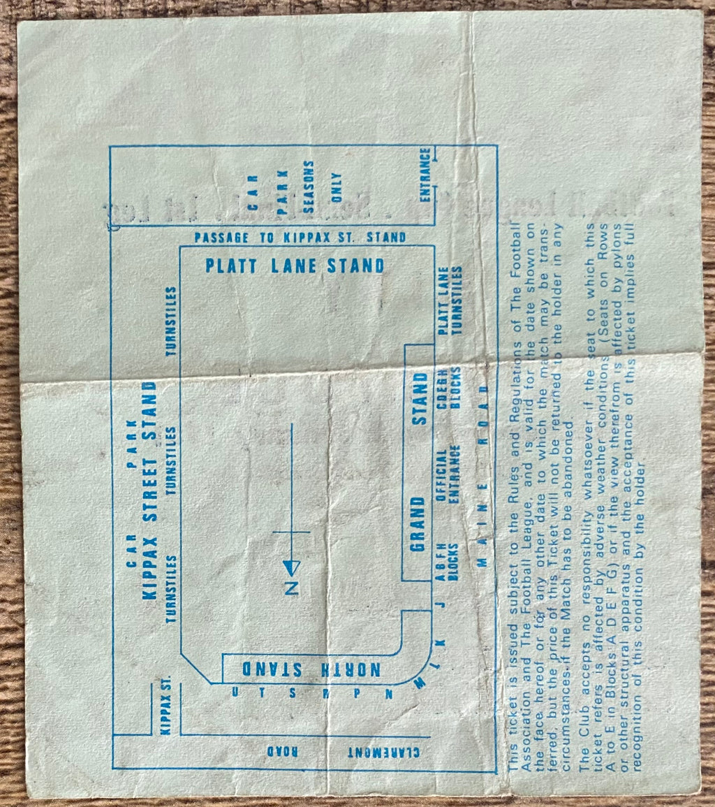 1980/81 ORIGINAL LEAGUE CUP SEMI FINAL 1ST LEG TICKET MANCHESTER CITY V LIVERPOOL