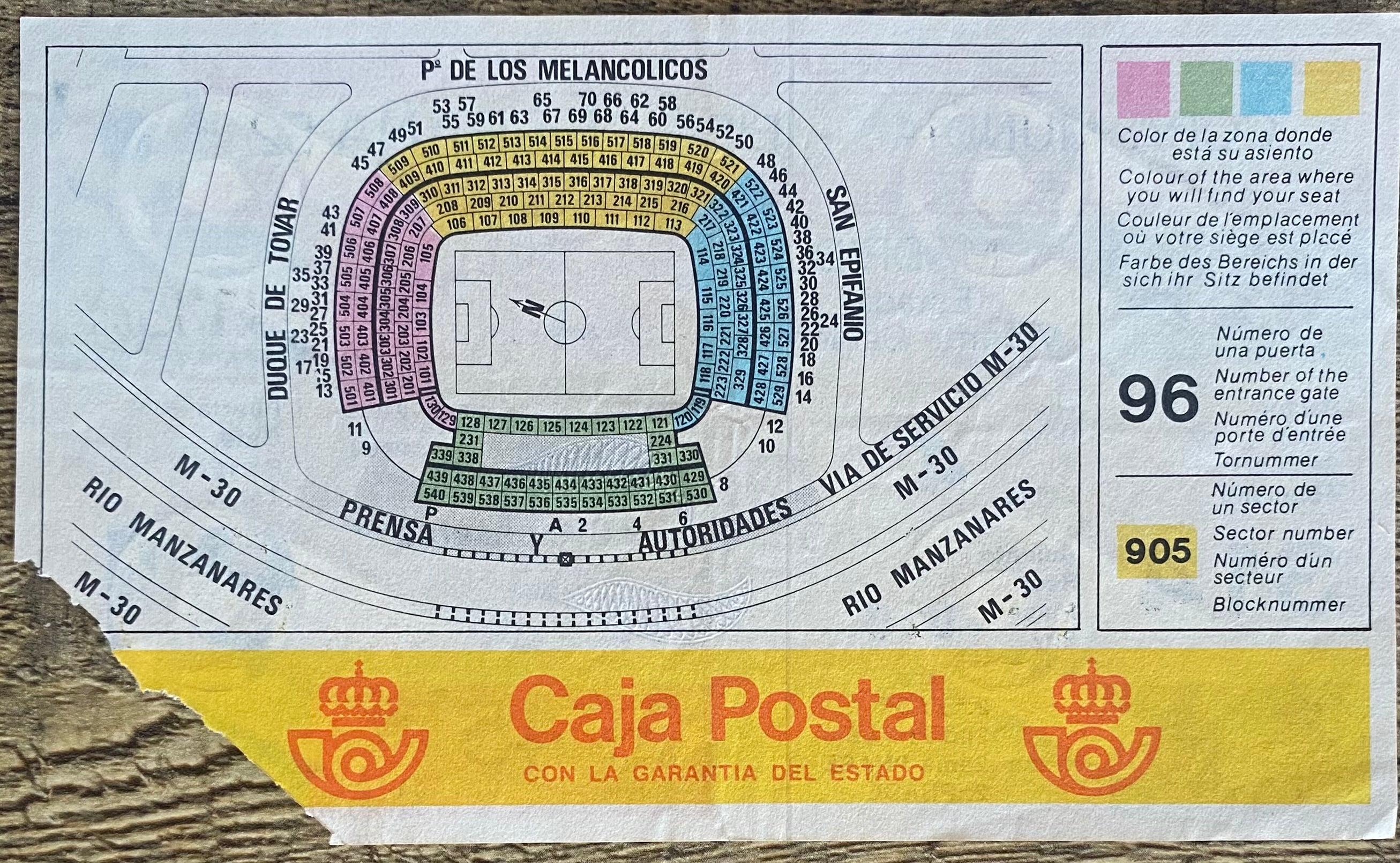 1982 ORIGINAL WORLD CUP 2ND PHASE TICKET AUSTRIA V NORTHERN IRELAND @ MADRID