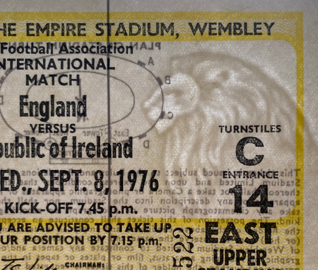 1976 ORIGINAL INTERNATIONAL TICKET ENGLAND V REPUBLIC OF IRELAND