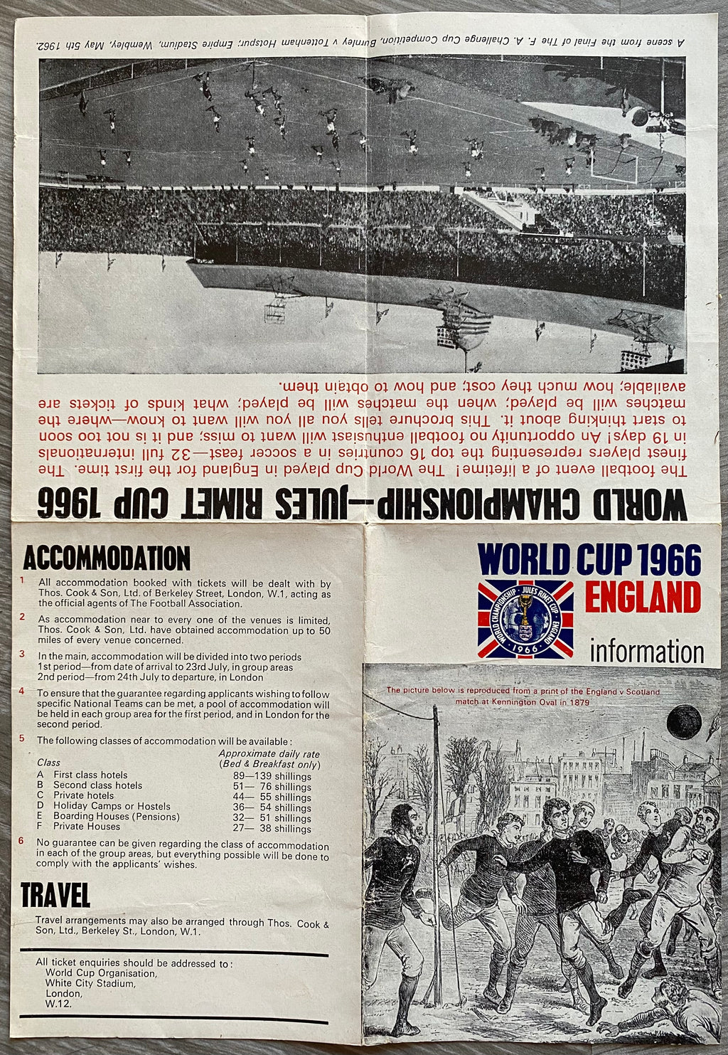 1966 WORLD CUP ORIGINAL OFFICIAL TICKET INFORMATION FOLD OUT BOOKLET (UPDATED VERSION)