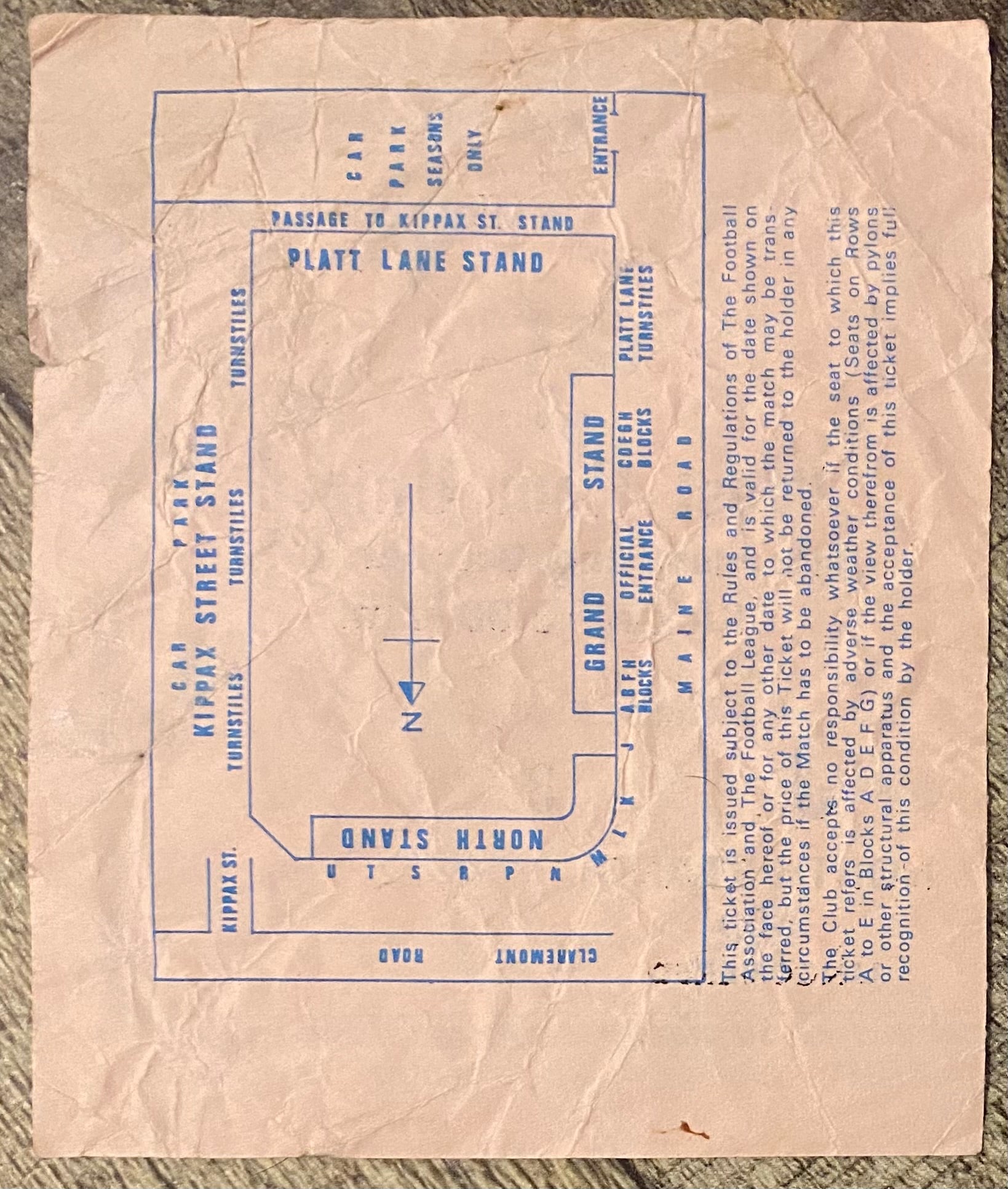 1976/77 ORIGINAL DIVISION 1 TICKET MANCHESTER CITY V WEST HAM UNITED