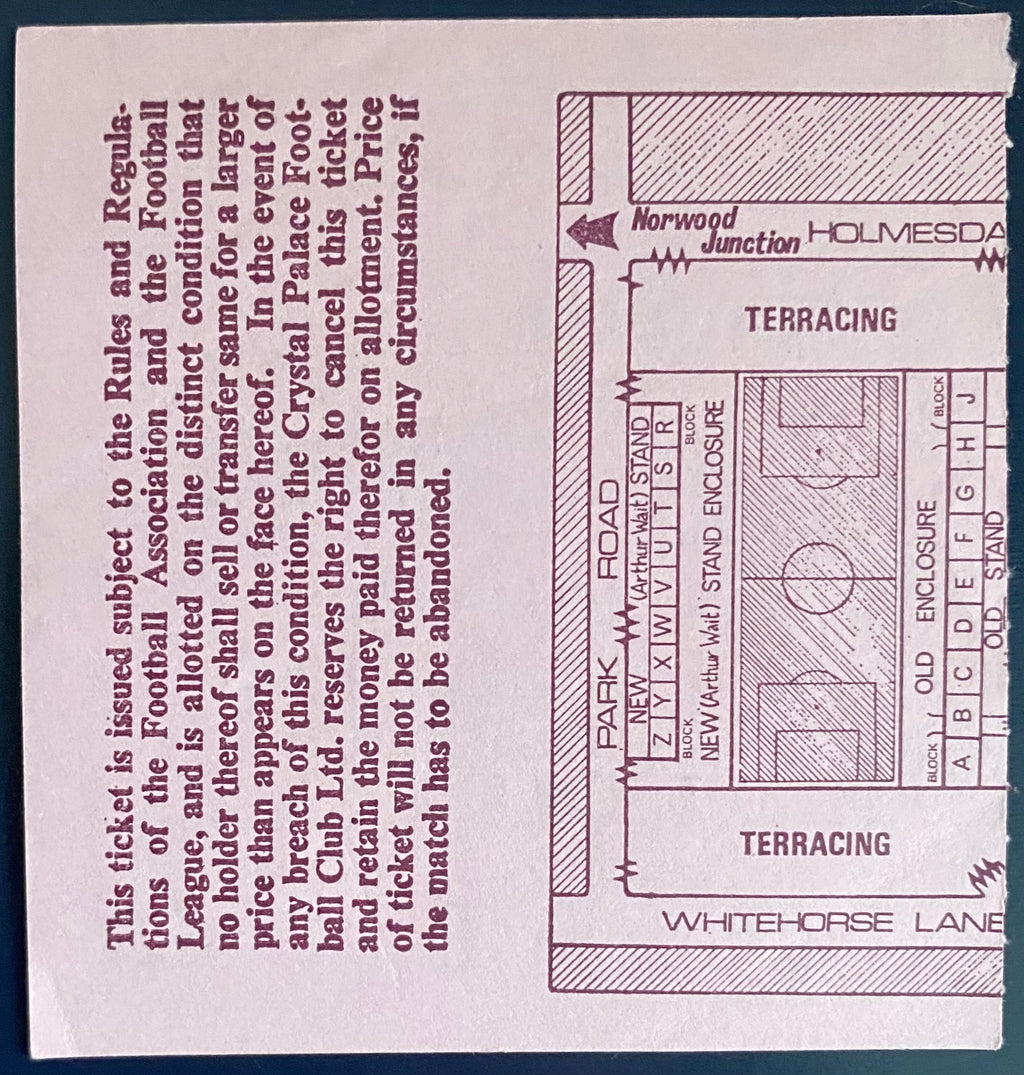 1973/74 ORIGINAL DIVISION 2 TICKET CRYSTAL PALACE V PORTSMOUTH