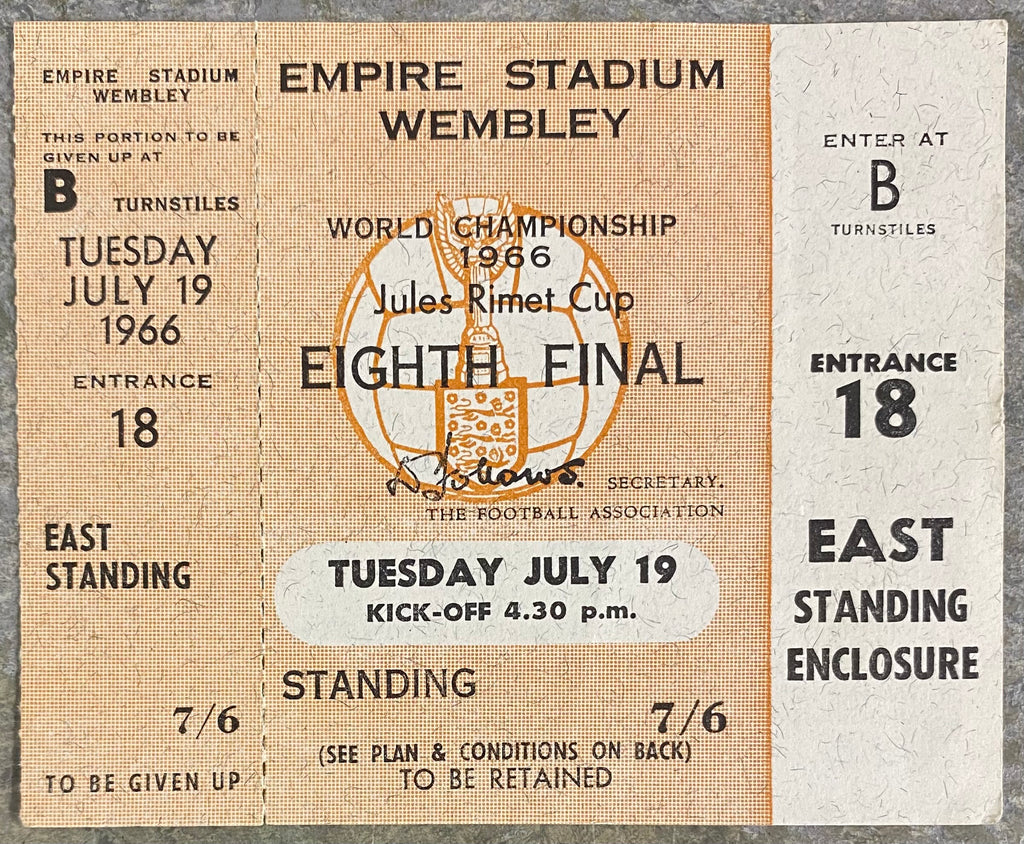 1966 ORIGINAL WORLD CUP 1ST ROUND UNUSED TICKET MEXICO V URUGUAY @ WEMBLEY