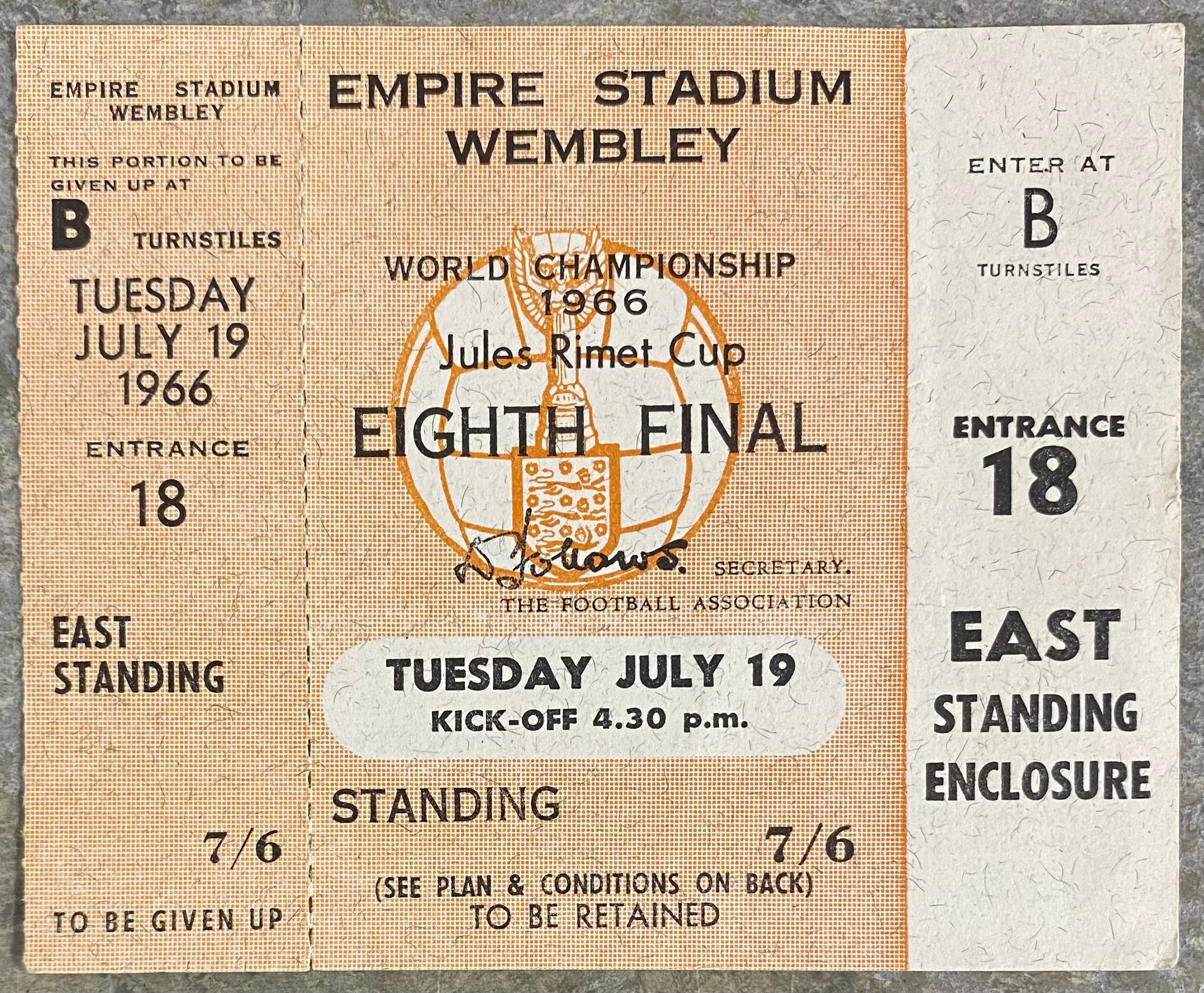 1966 ORIGINAL WORLD CUP 1ST ROUND UNUSED TICKET MEXICO V URUGUAY @ WEMBLEY