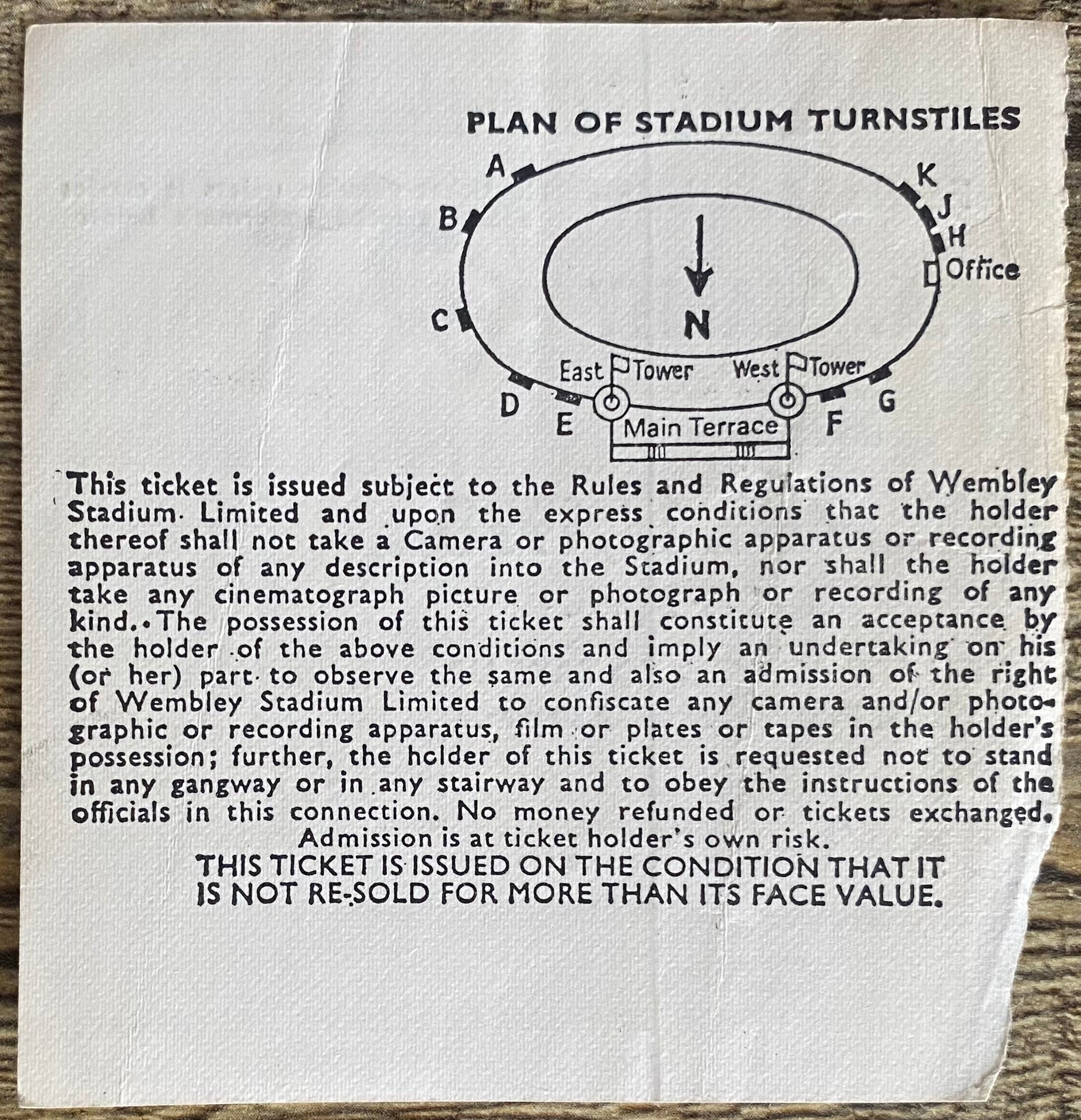 1978 ORIGINAL CHARITY SHIELD TICKET IPSWICH TOWN V NOTTINGHAM FOREST