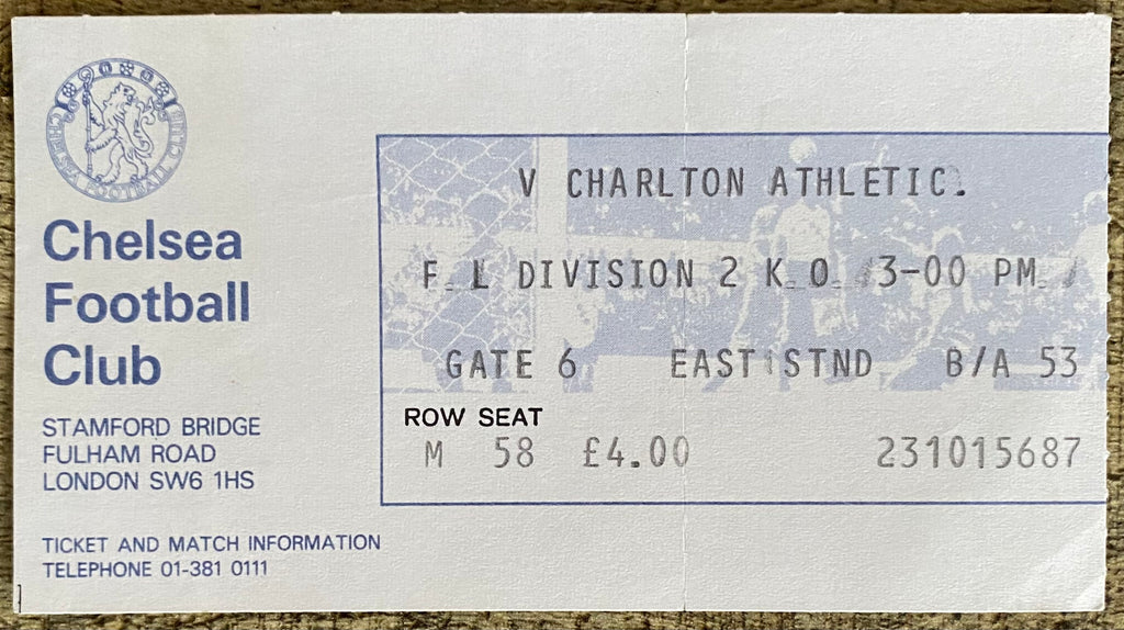 1982/83 ORIGINAL DIVISION 2 TICKET CHELSEA V CHARLTON ATHLETIC