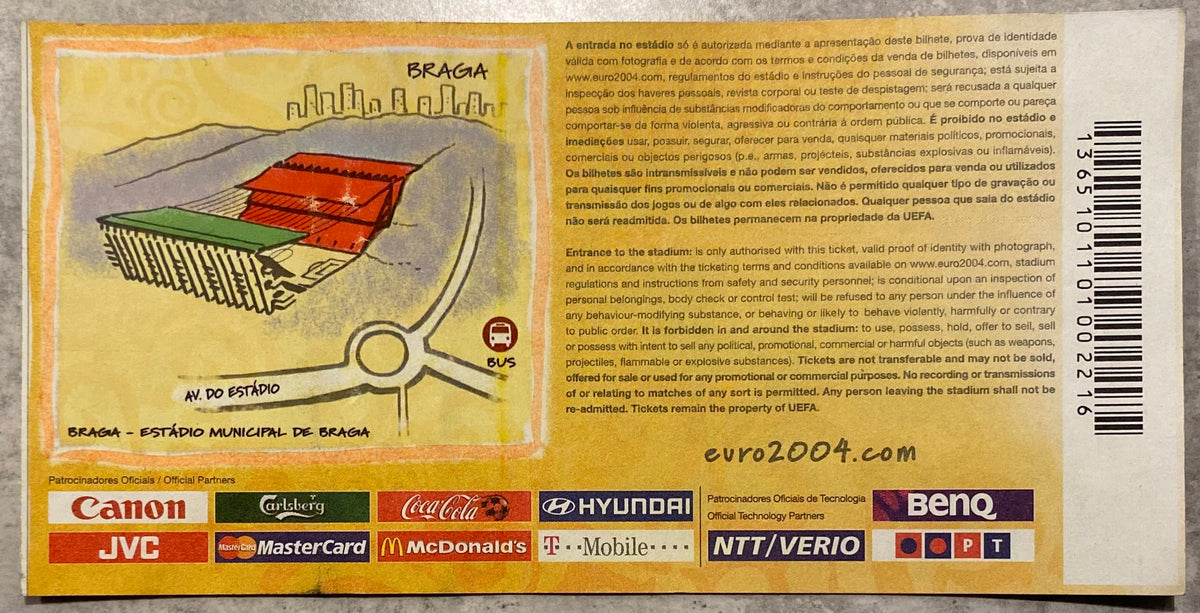 2004 ORIGINAL EUROPEAN CHAMPIONSHIPS TICKET BULGARIA V DENMARK @ BRAGA