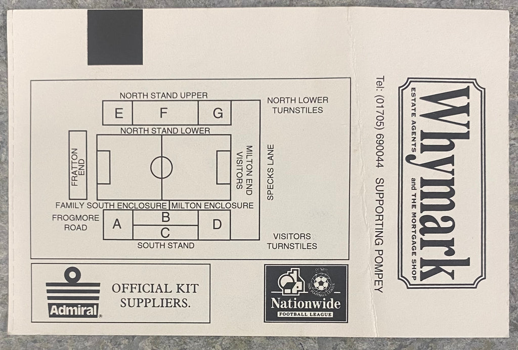 1998/99 ORIGINAL FA CUP 4TH ROUND TICKET PORTSMOUTH V LEEDS UNITED