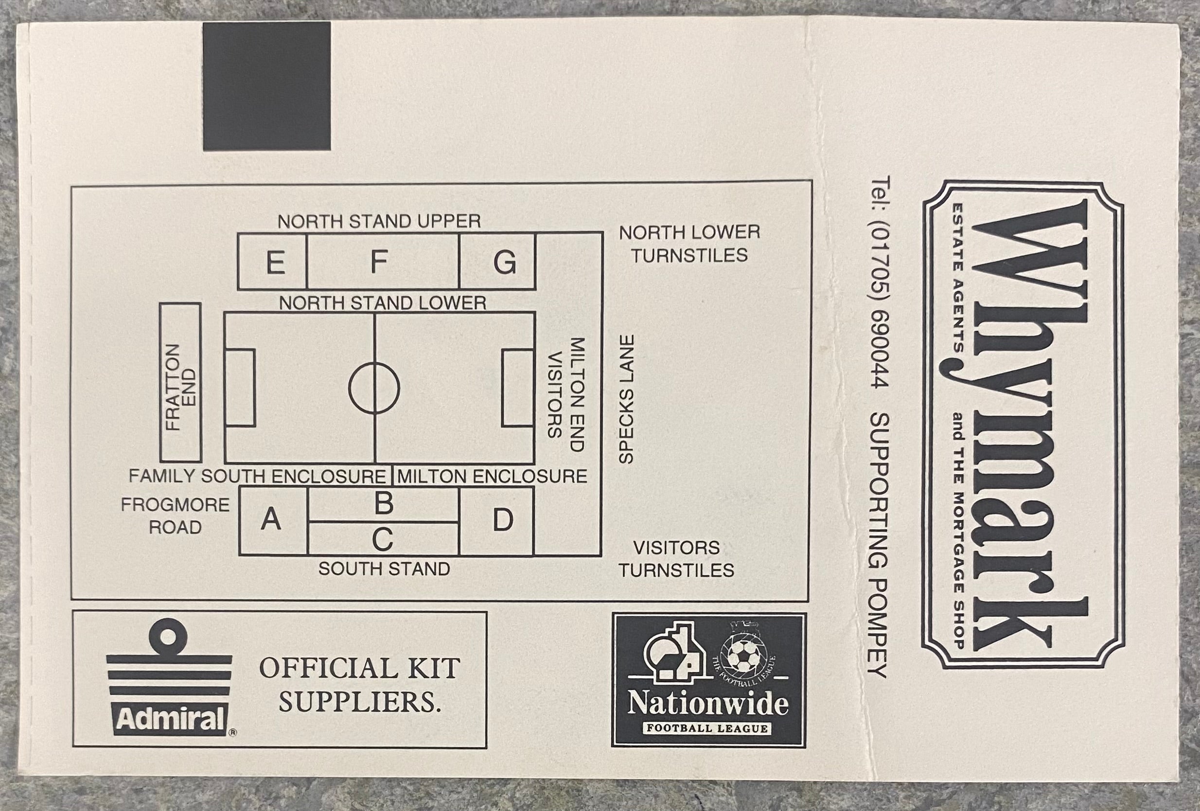 1998/99 ORIGINAL FA CUP 4TH ROUND TICKET PORTSMOUTH V LEEDS UNITED