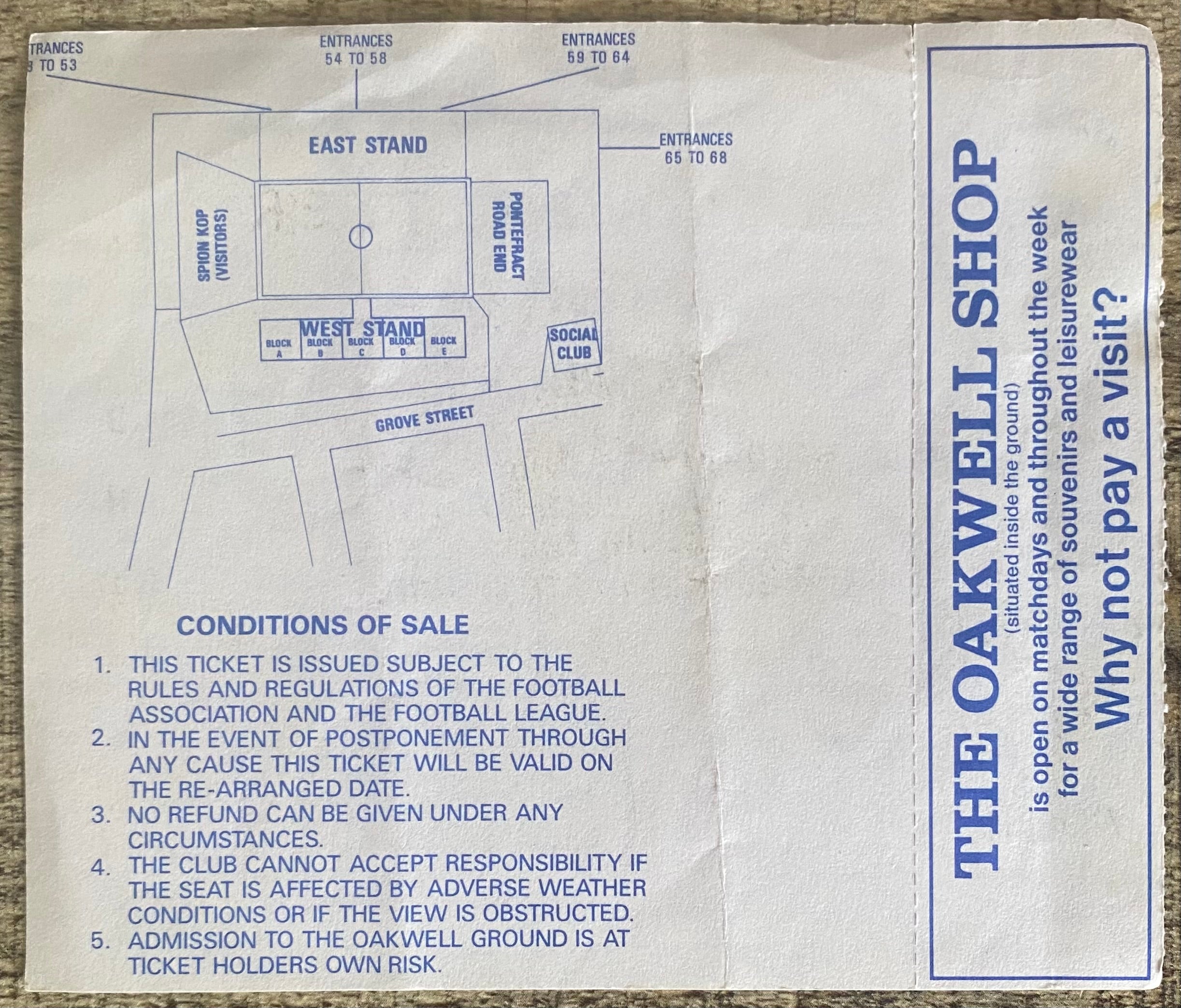 1993/94 ORIGINAL DIVISION 1 UNUSED TICKET BARNSLEY V PORTSMOUTH