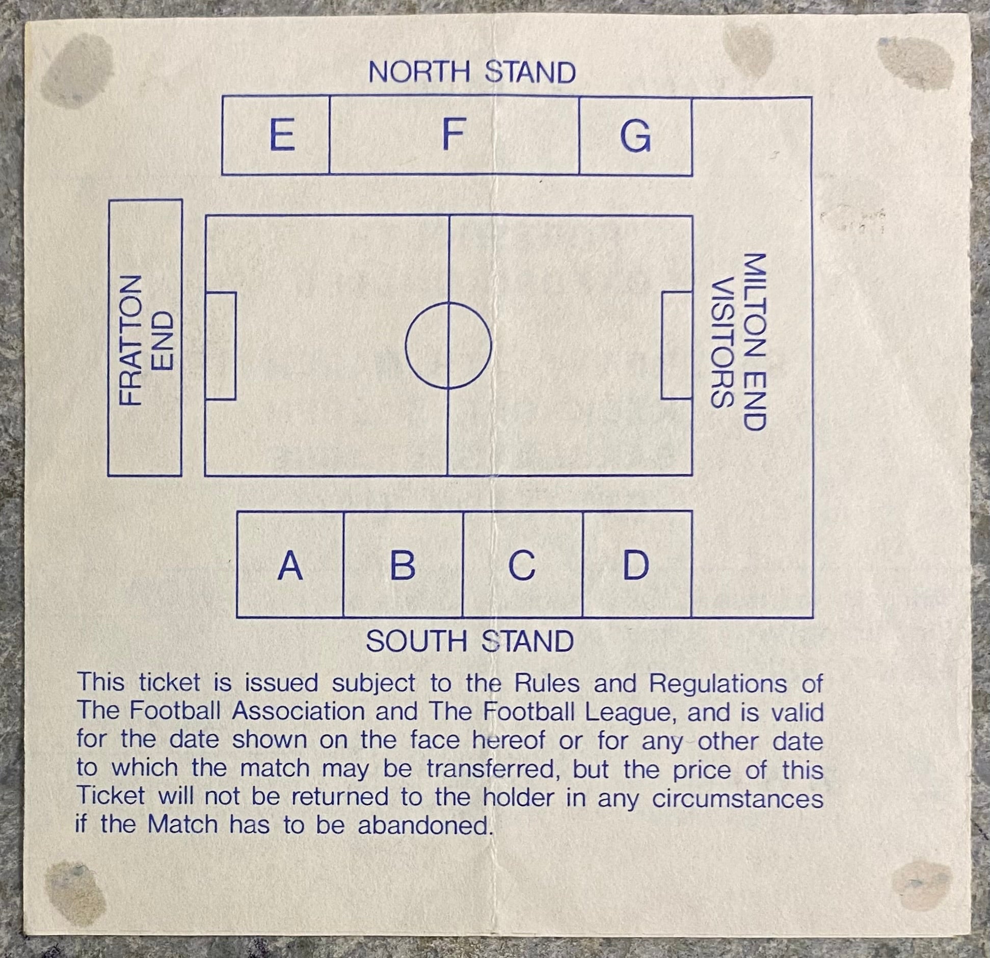 1989/90 ORIGINAL DIVISION 2 TICKET PORTSMOUTH V OXFORD UNITED