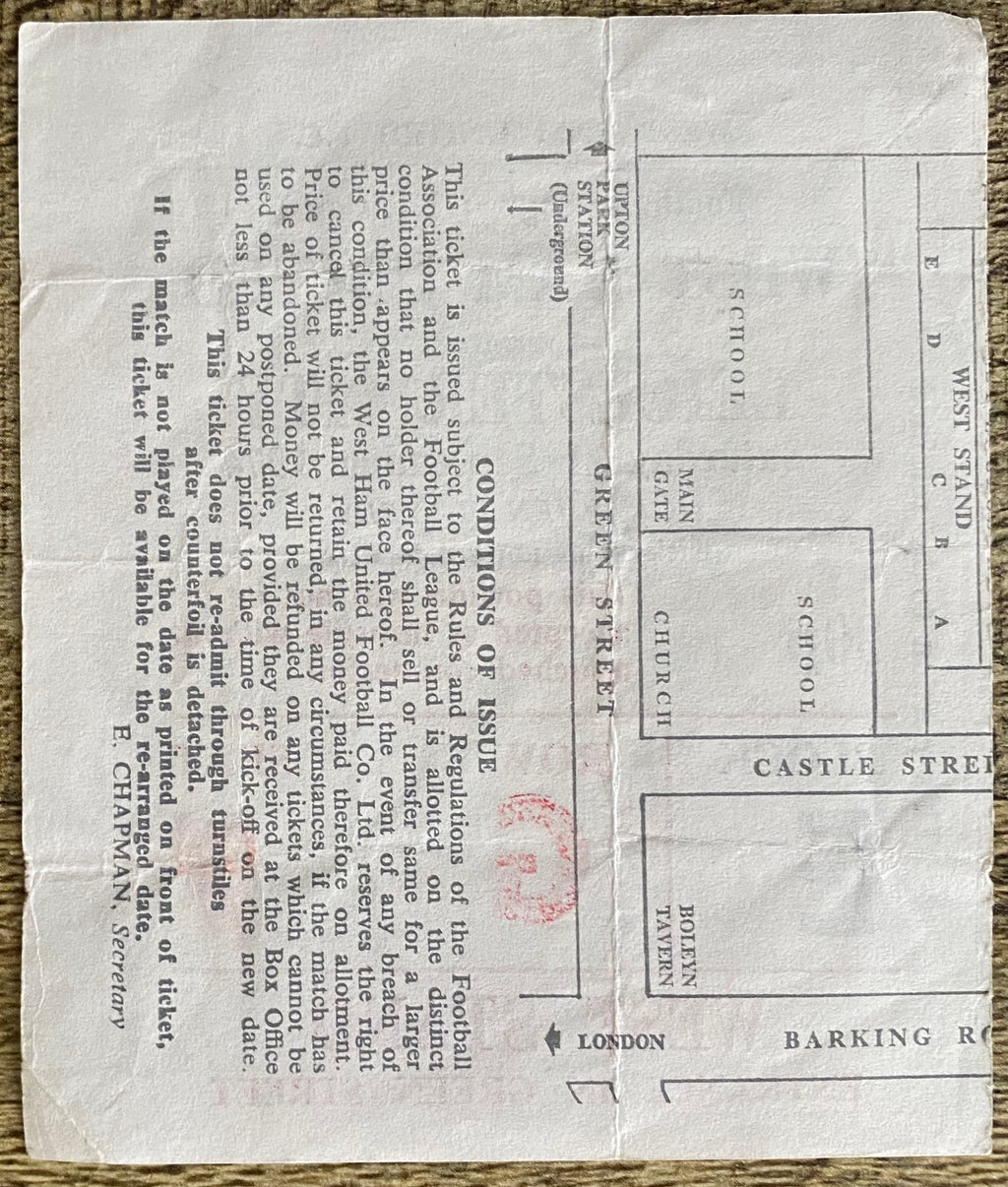 1974/75 ORIGINAL DIVISION ONE TICKET WEST HAM UNITED V LEICESTER CITY