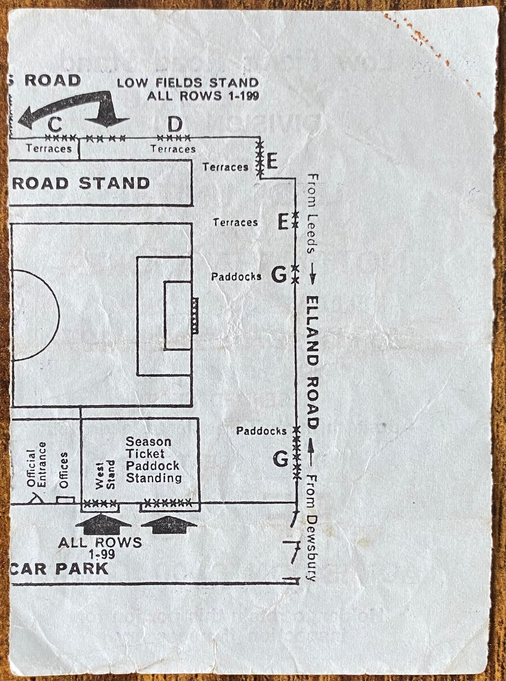 1971/72 ORIGINAL DIVISION ONE TICKET LEEDS UNITED V NOTTINGHAM FOREST