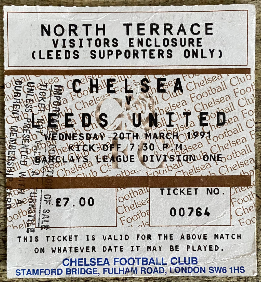 1990/91 ORIGINAL DIVISION 1 TICKET CHELSEA V LEEDS UNITED