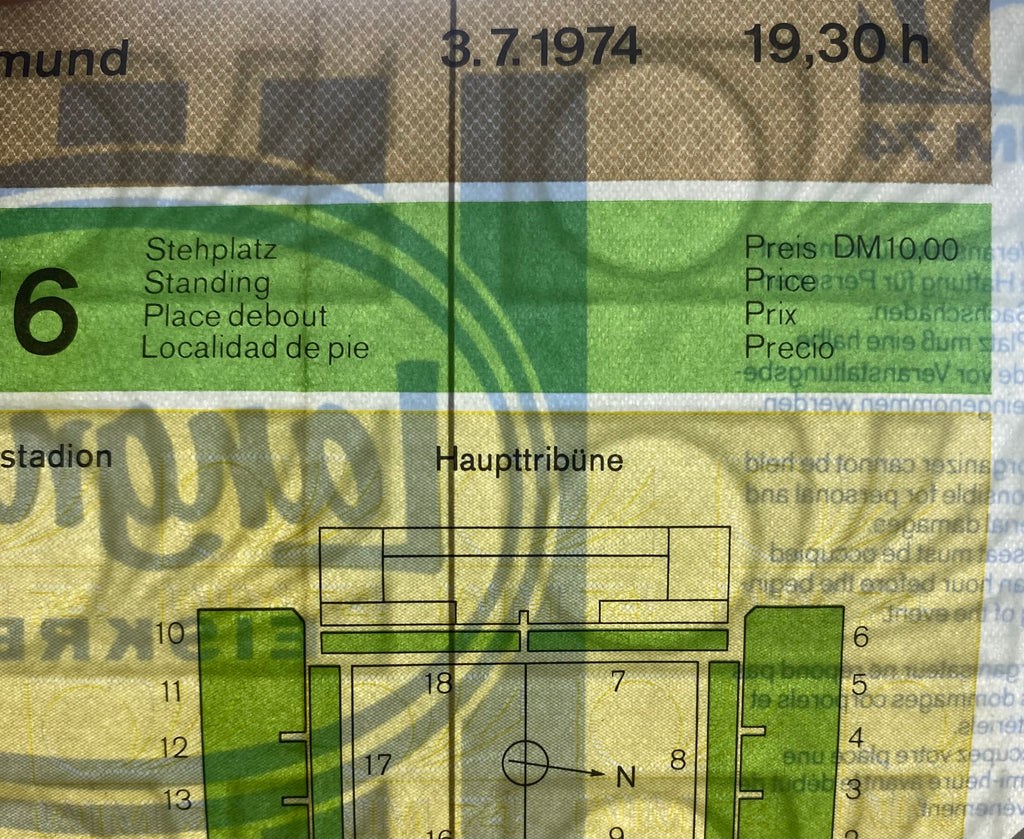 1974 ORIGINAL WORLD CUP 2ND ROUND TICKET BRAZIL V NETHERLANDS @ DORTMUND