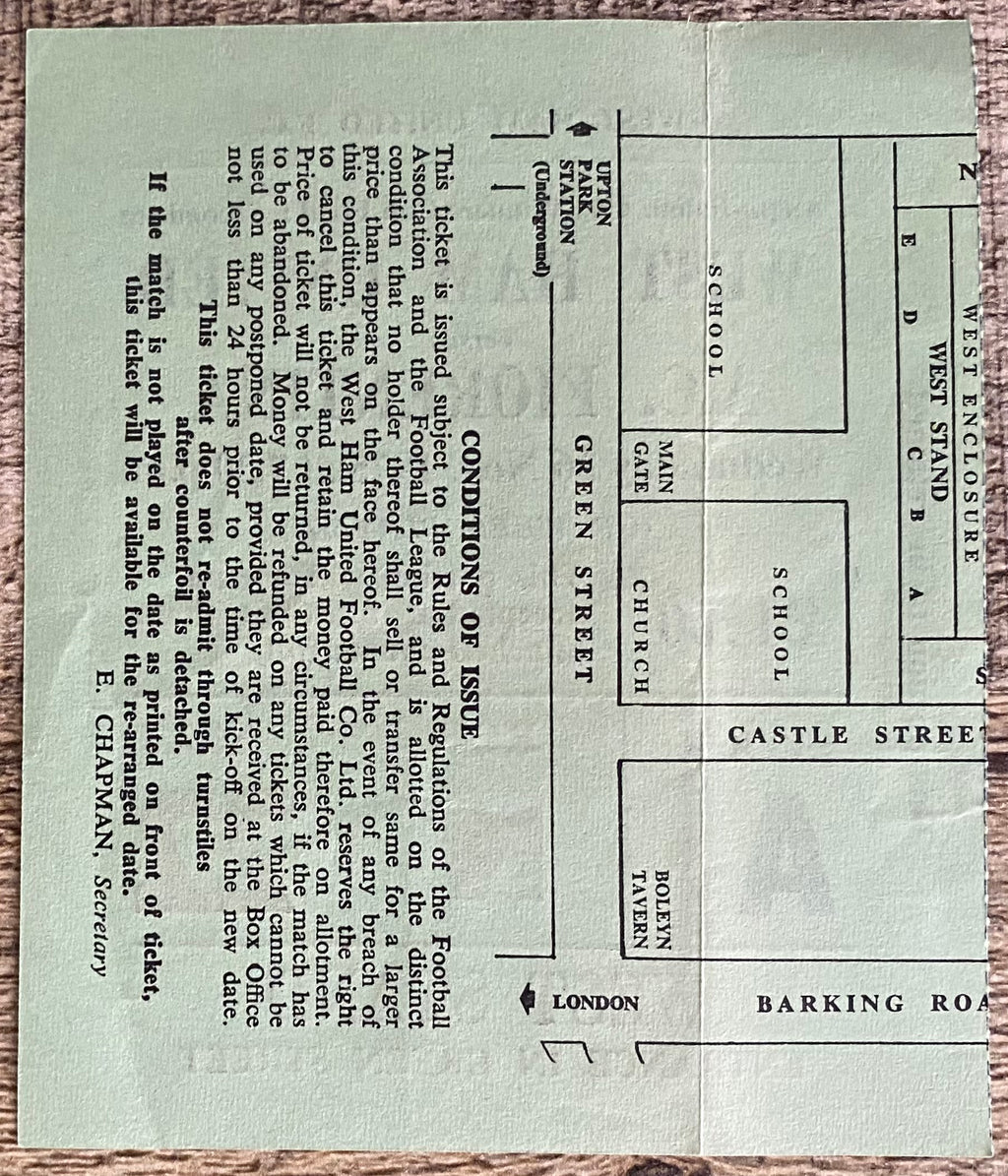 1975/76 ORIGINAL ANGLO-ITALIAN CUP WINNERS CUP FINAL TICKET WEST HAM UNITED V AC FIORENTINA