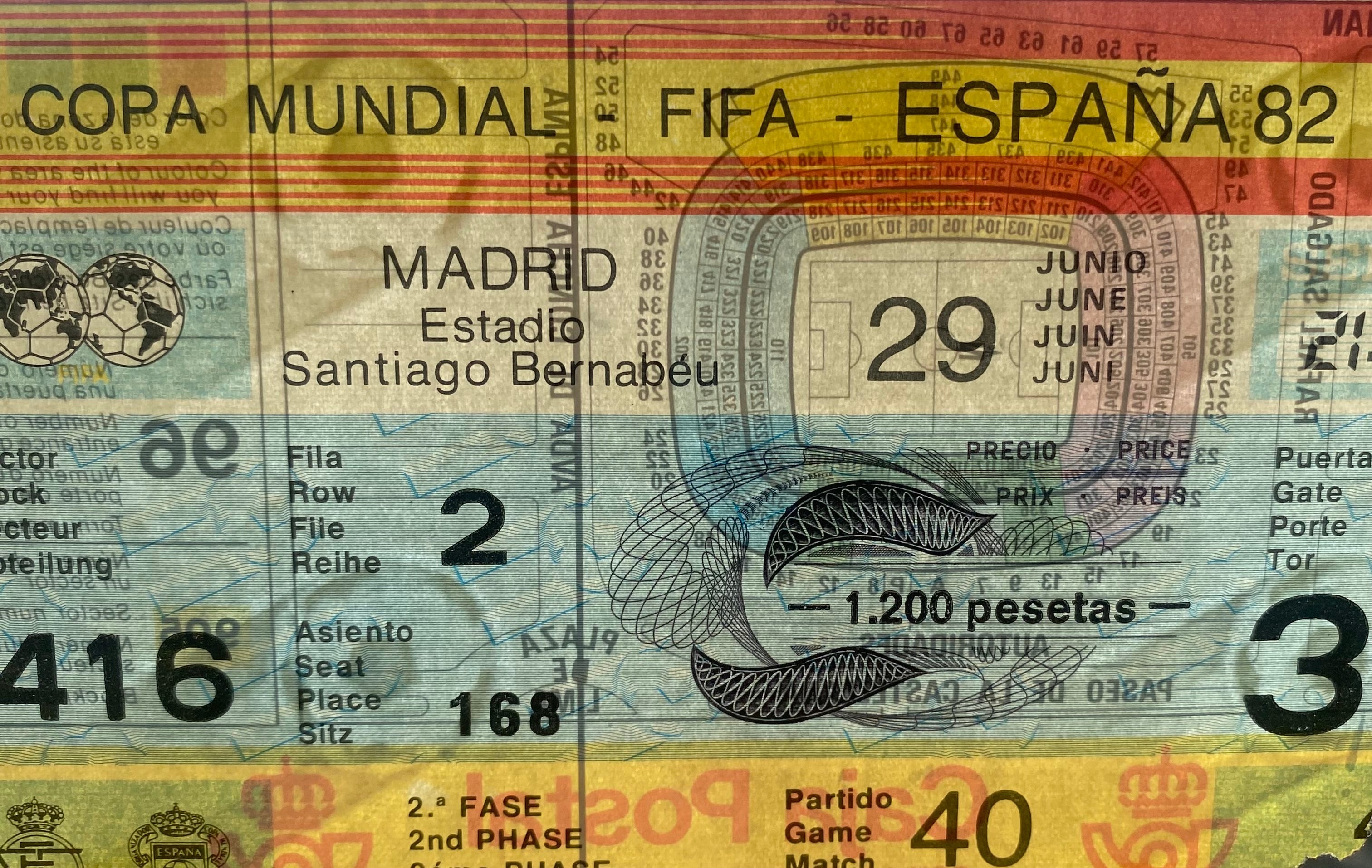 1982 ORIGINAL WORLD CUP 2ND PHASE TICKET WEST GERMANY V ENGLAND @ MADRID