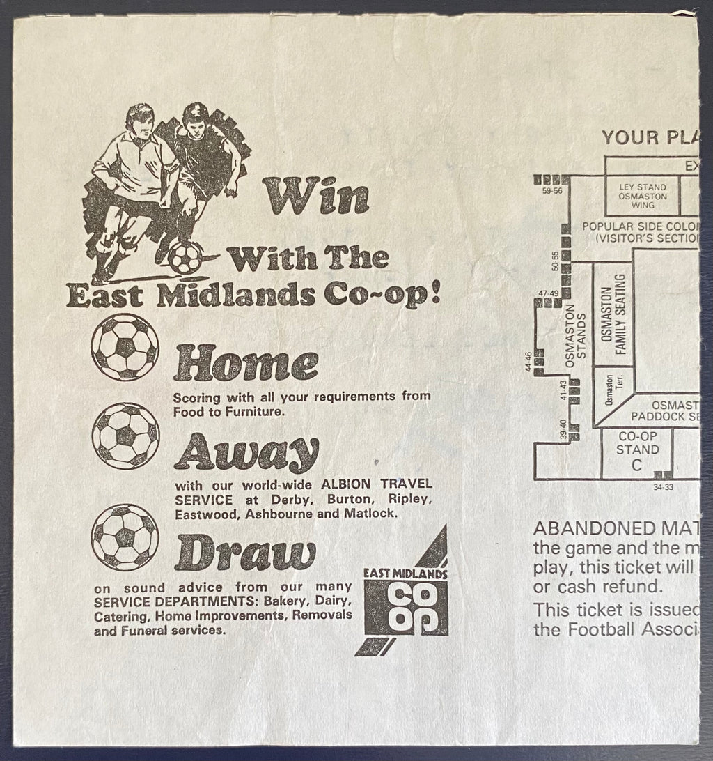 1982/83 ORIGINAL DIVISION 2 TICKET DERBY COUNTY V GRIMSBY TOWN