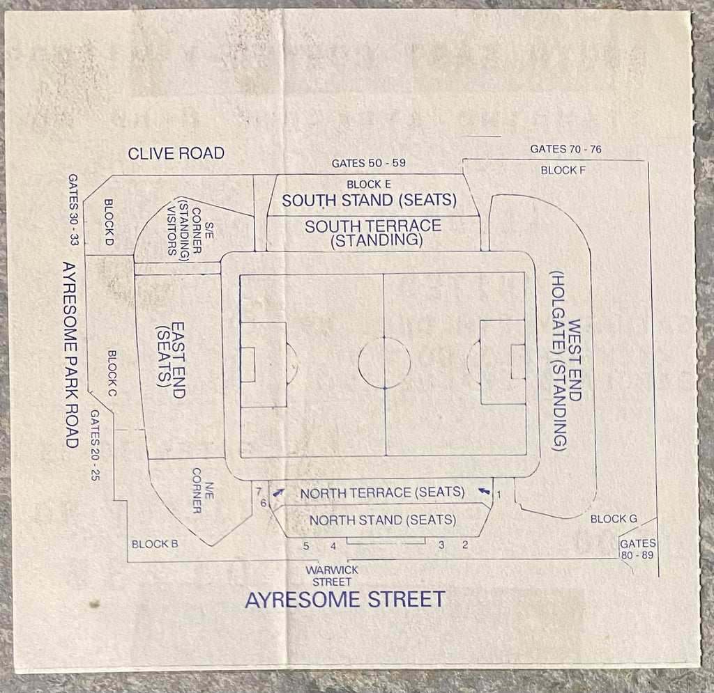 1989/90 ORIGINAL DIVISION TWO TICKET MIDDLESBROUGH V LEEDS UNITED