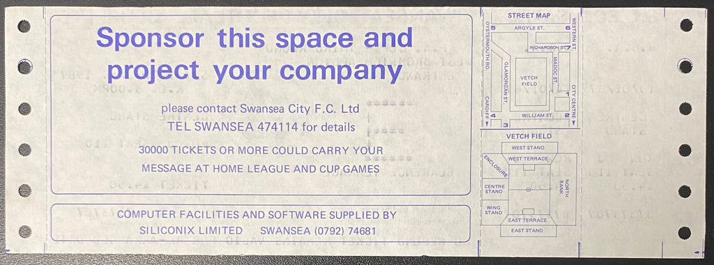 1986/87 ORIGINAL FA CUP 3RD ROUND TICKET SWANSEA CITY V WEST BROMWICH ALBION