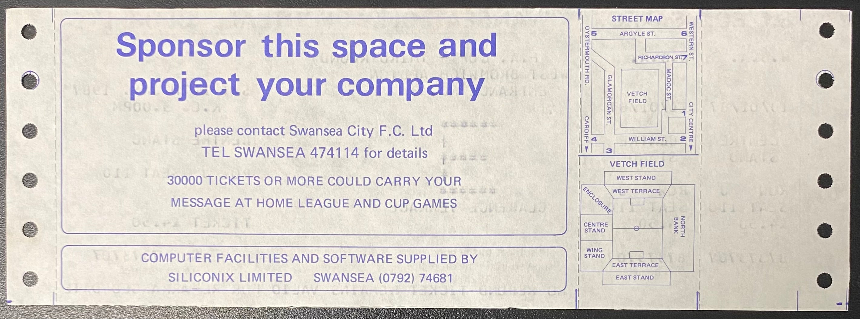1986/87 ORIGINAL FA CUP 3RD ROUND TICKET SWANSEA CITY V WEST BROMWICH ALBION