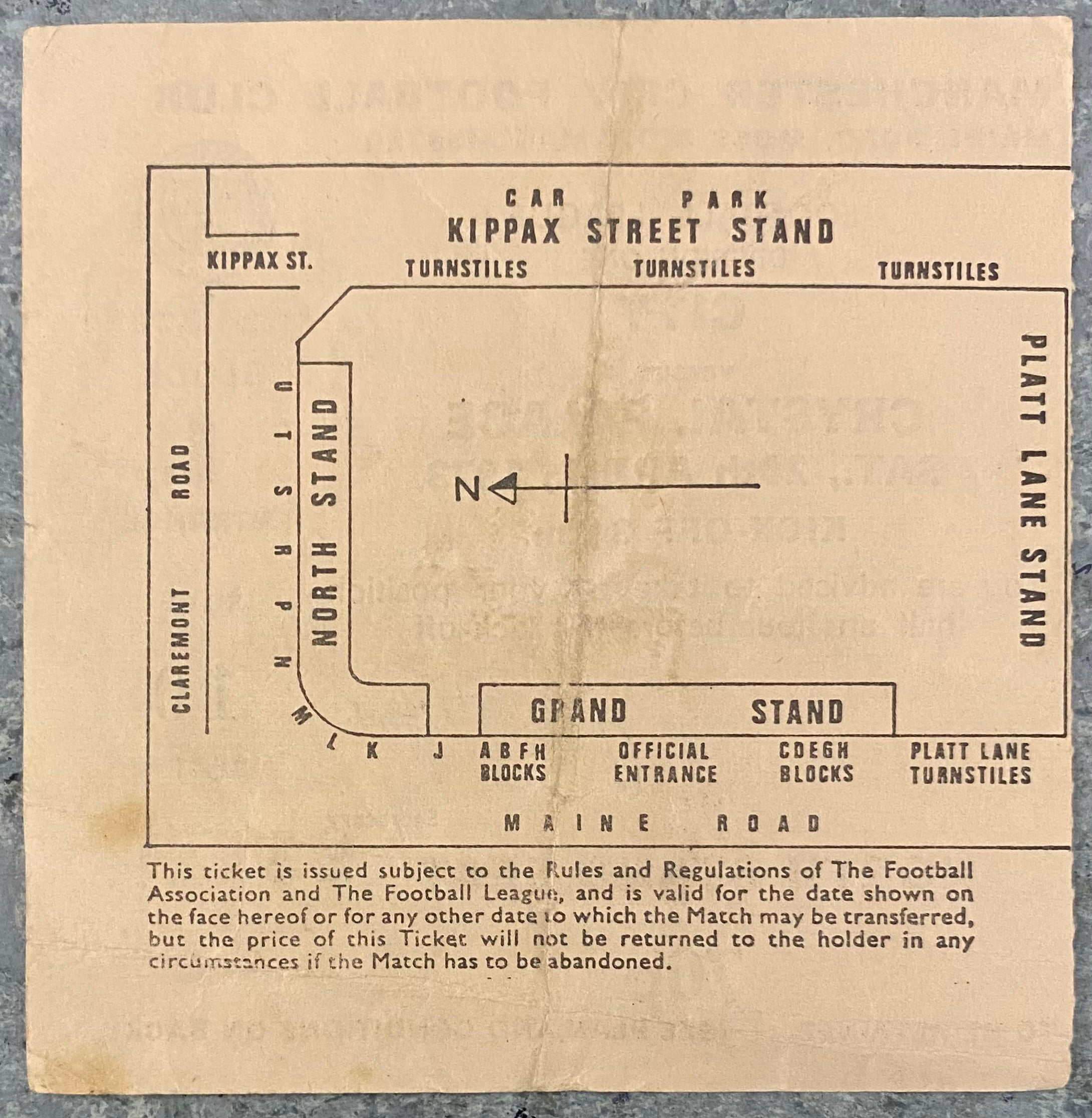 1972/73 ORIGINAL DIVISION 1 TICKET MANCHESTER CITY V CRYSTAL PALACE