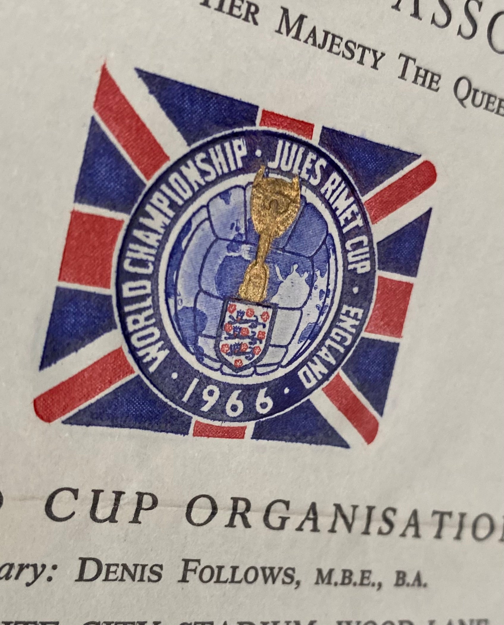 1966 WORLD CUP ORIGINAL OFFICIAL LETTER (WEMBLEY TICKET SALES) APR 1966
