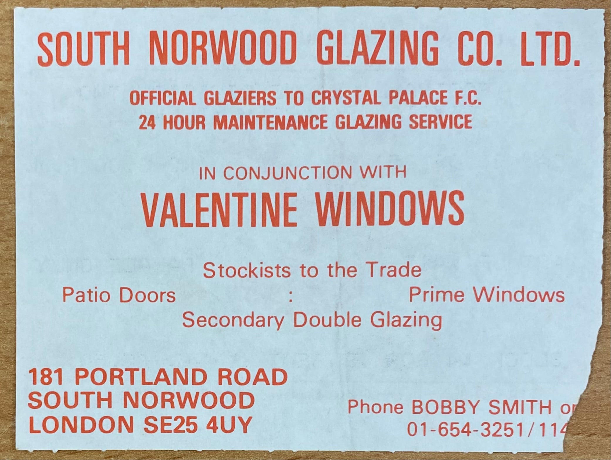 1985/86 ORIGINAL DIVISION 2 TICKET CRYSTAL PALACE V MILLWALL