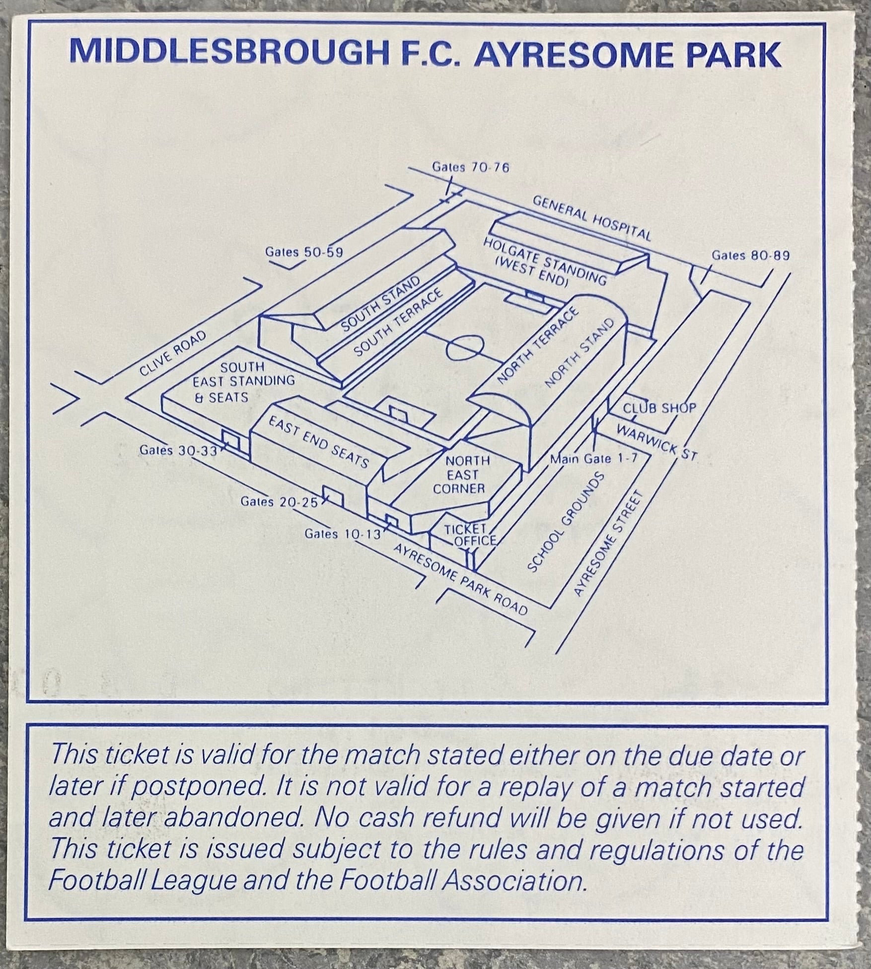 1992/93 ORIGINAL PREMIER LEAGUE TICKET MIDDLESBROUGH V SHEFFIELD WEDNESDAY