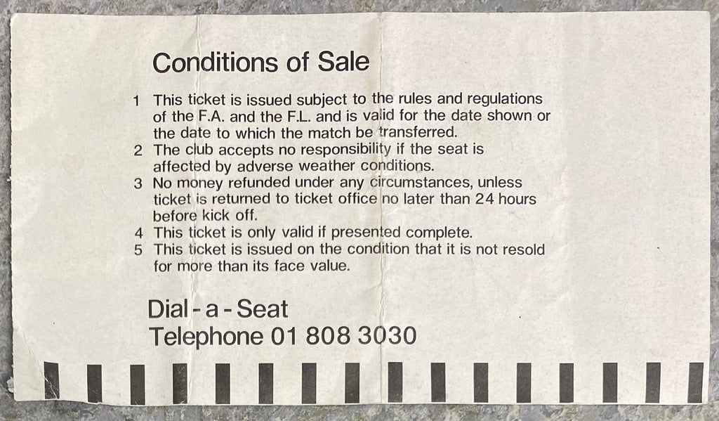 1984/85 ORIGINAL DIVISION ONE TICKET TOTTENHAM HOTSPUR V LEICESTER CITY