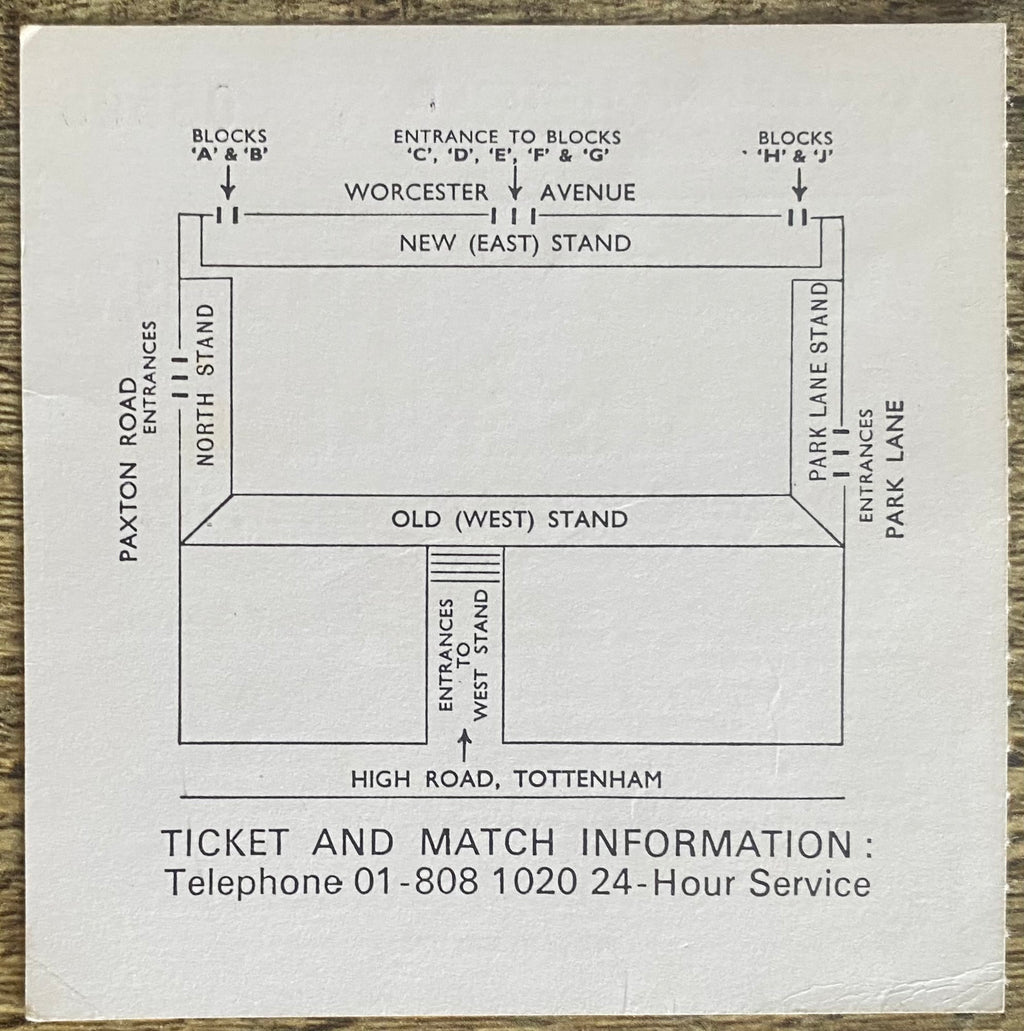 1978/79 ORIGINAL DIVISION ONE TICKET TOTTENHAM HOTSPUR V ARSENAL