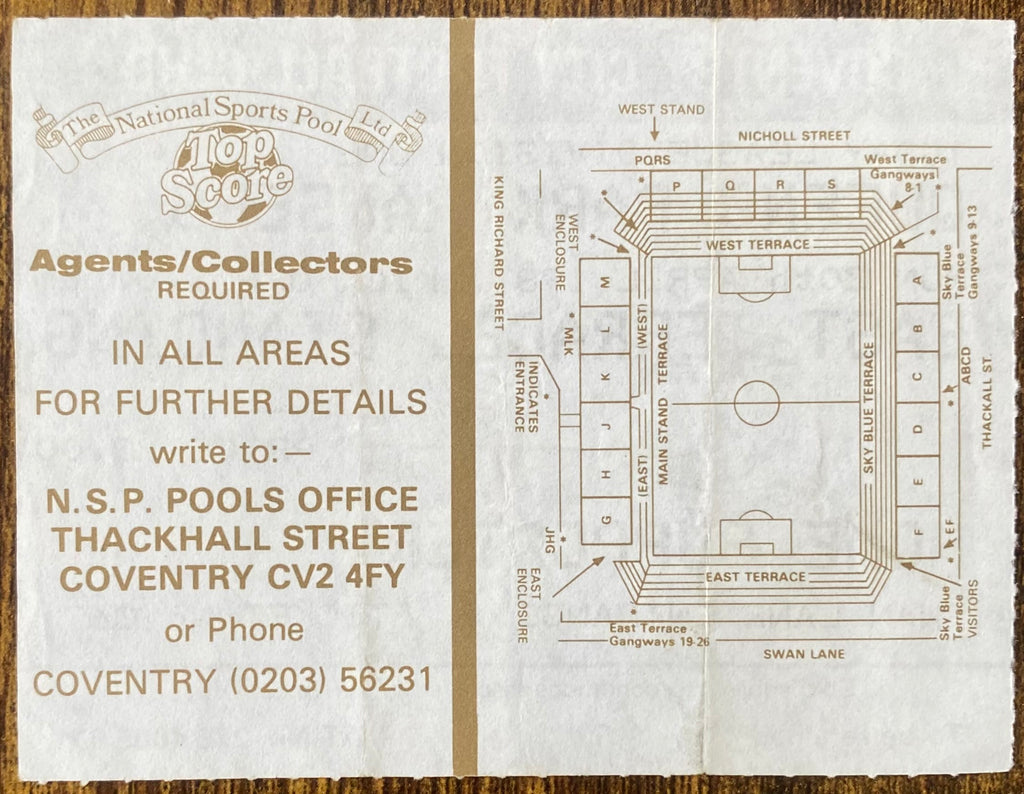 1986/87 ORIGINAL DIVISION 1 TICKET COVENTRY CITY V QUEENS PARK RANGERS