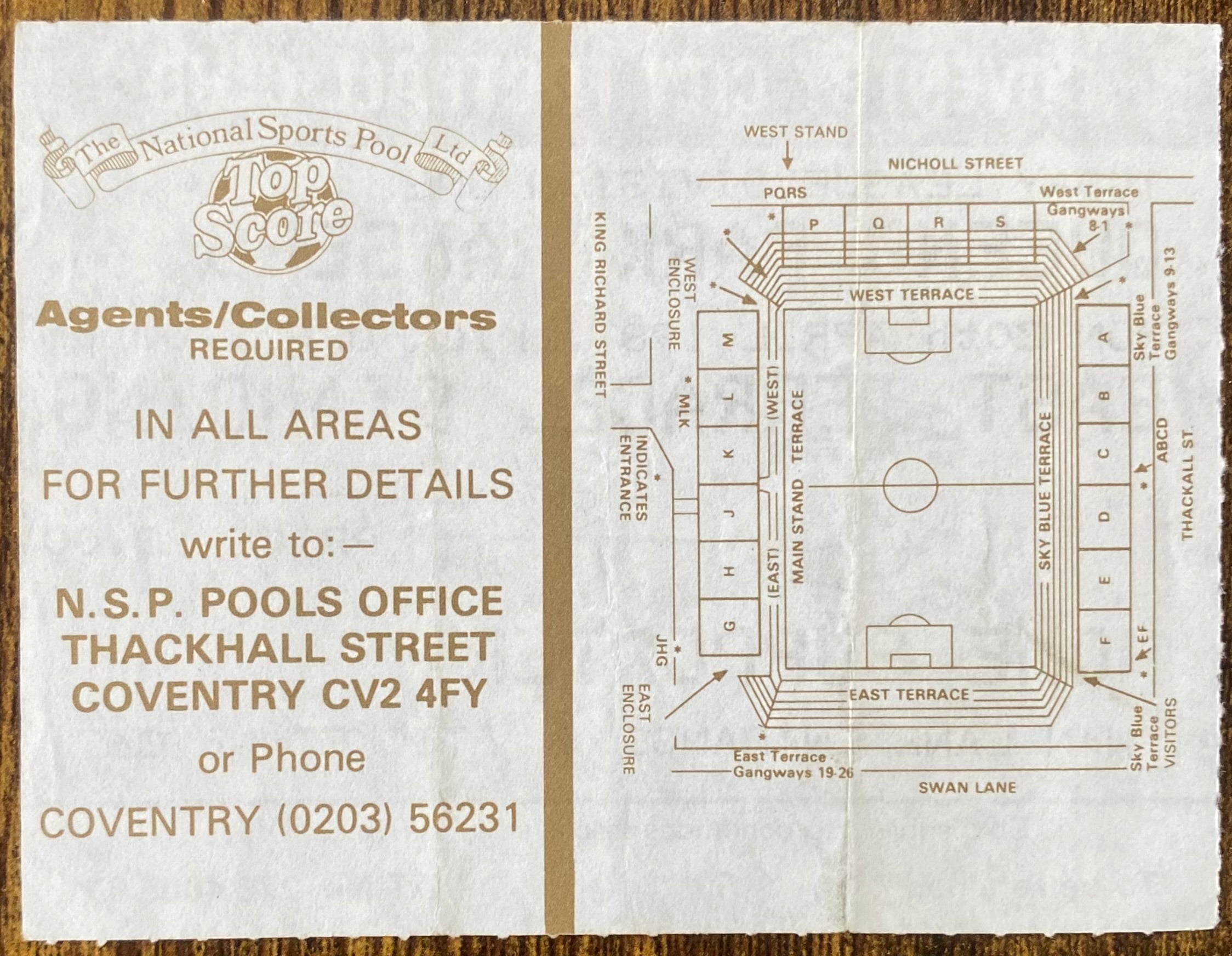 1986/87 ORIGINAL DIVISION 1 TICKET COVENTRY CITY V QUEENS PARK RANGERS