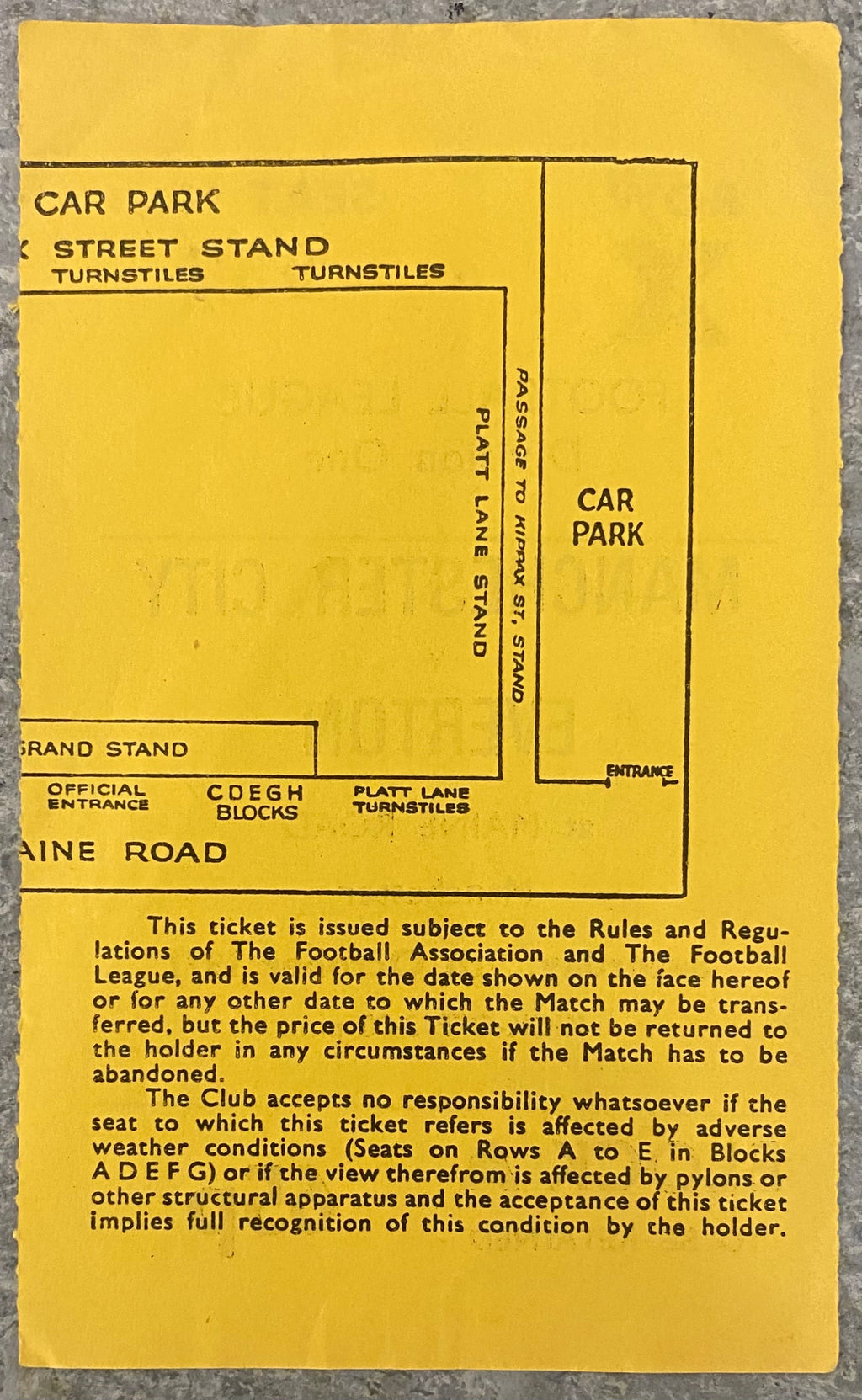 1971/72 ORIGINAL DIVISION 1 TICKET MANCHESTER CITY V EVERTON