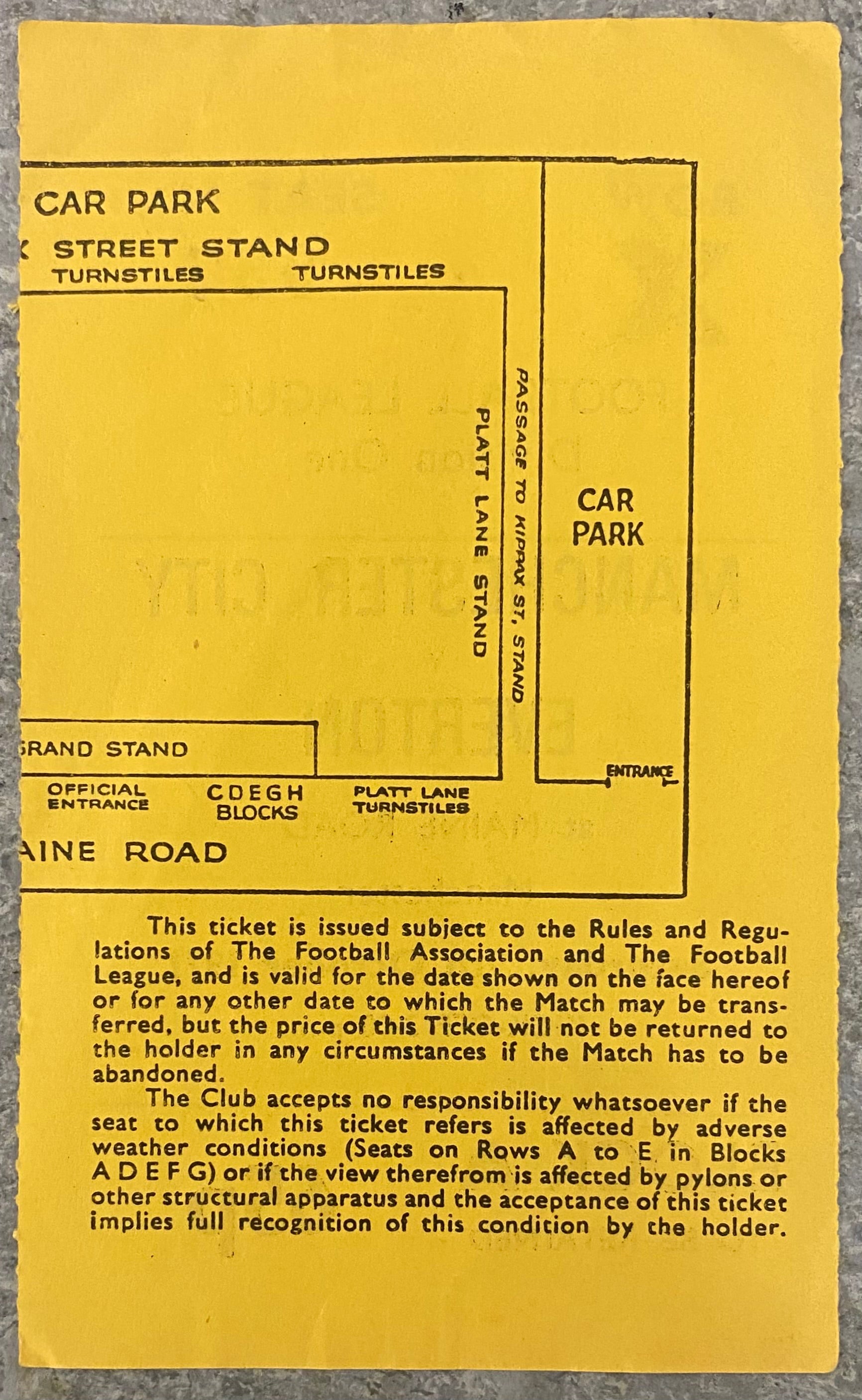 1971/72 ORIGINAL DIVISION 1 TICKET MANCHESTER CITY V EVERTON
