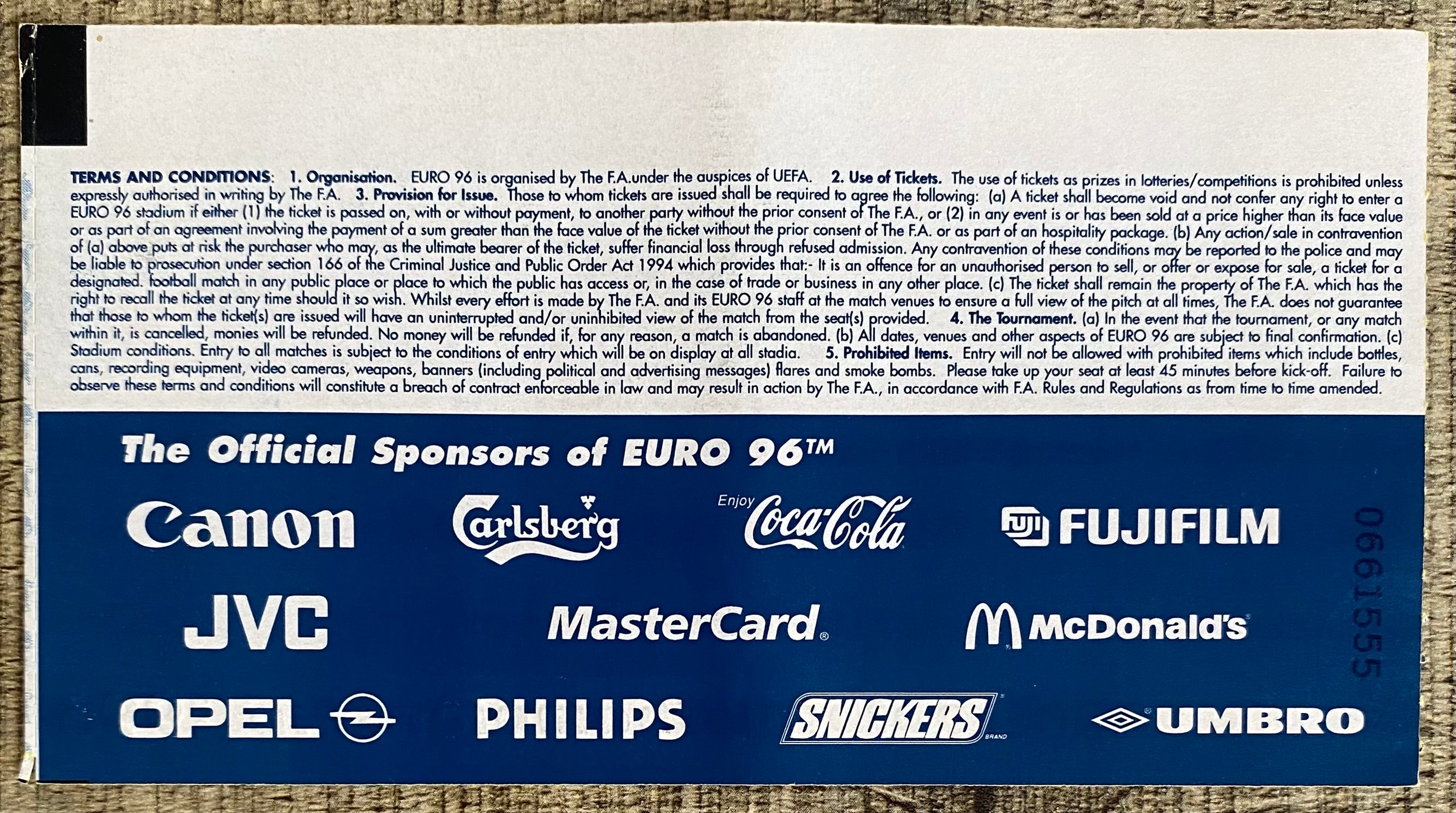 1996 ORIGINAL EUROPEAN CHAMPIONSHIPS EURO 96 TICKET SCOTLAND V SWITZERLAND @ VILLA PARK