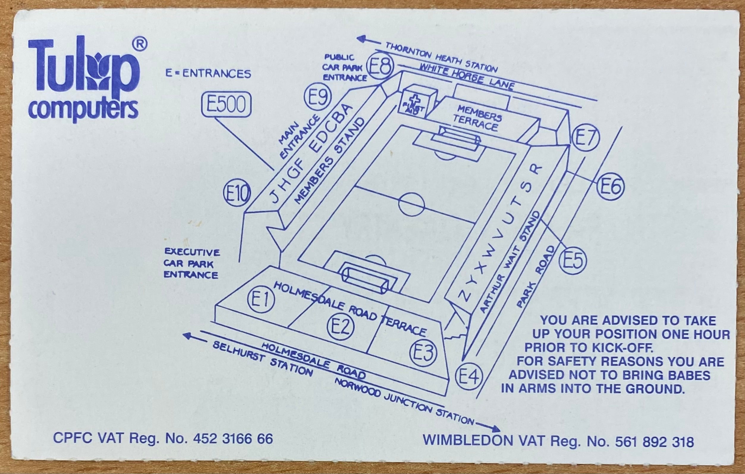 1991/92 ORIGINAL DIVISION 1 TICKET CRYSTAL PALACE V COVENTRY CITY