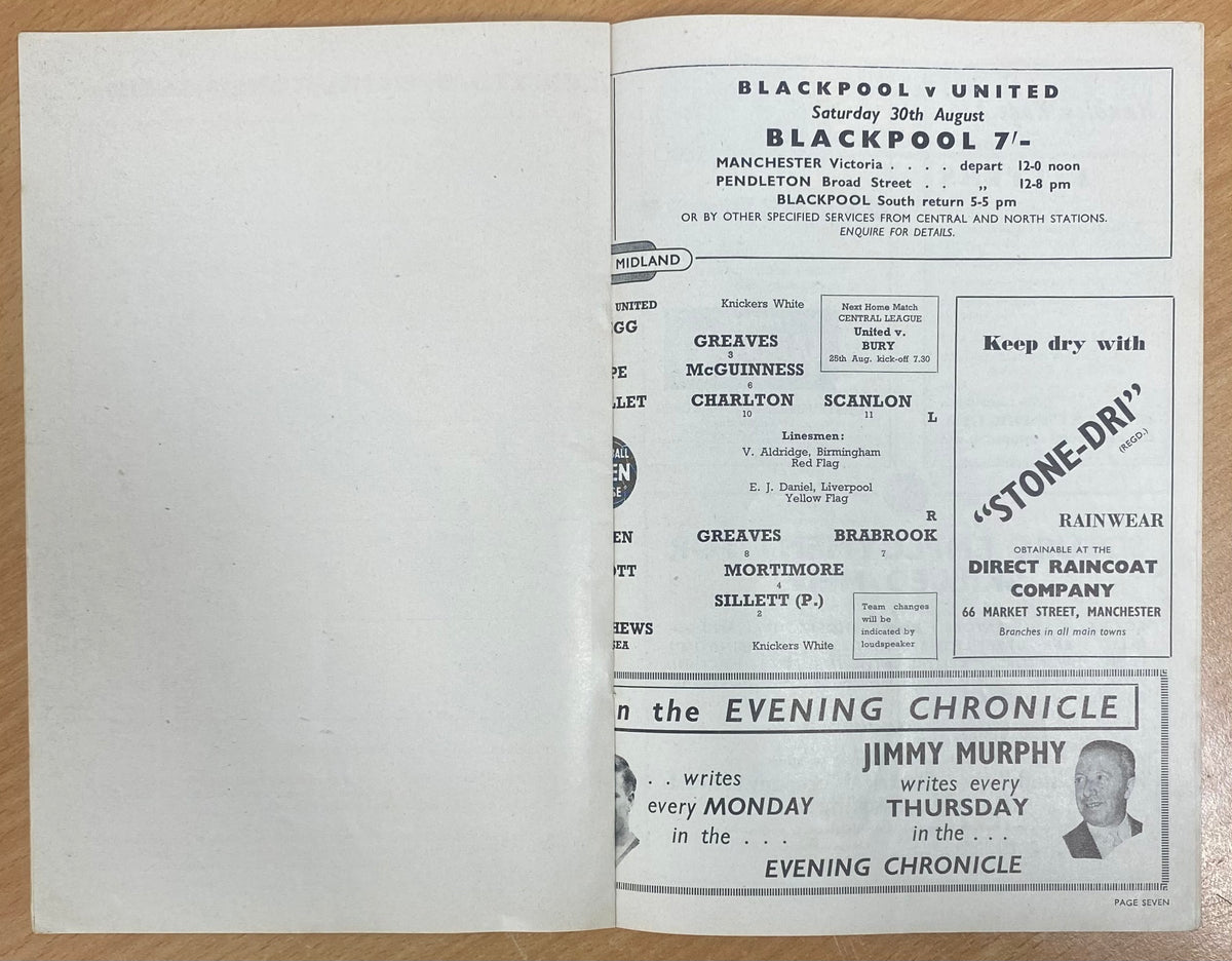 1958/59 ORIGINAL DIVISION ONE PROGRAMME MANCHESTER UNITED V CHELSEA (WITH TOKEN SHEET)
